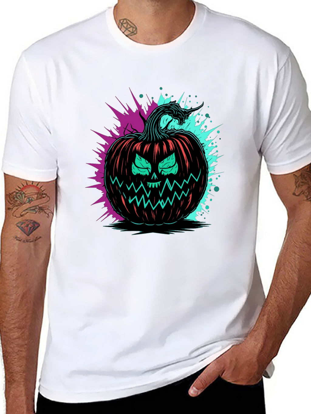 Neon Pumpkin Graphic Tee - Halloween Ready!