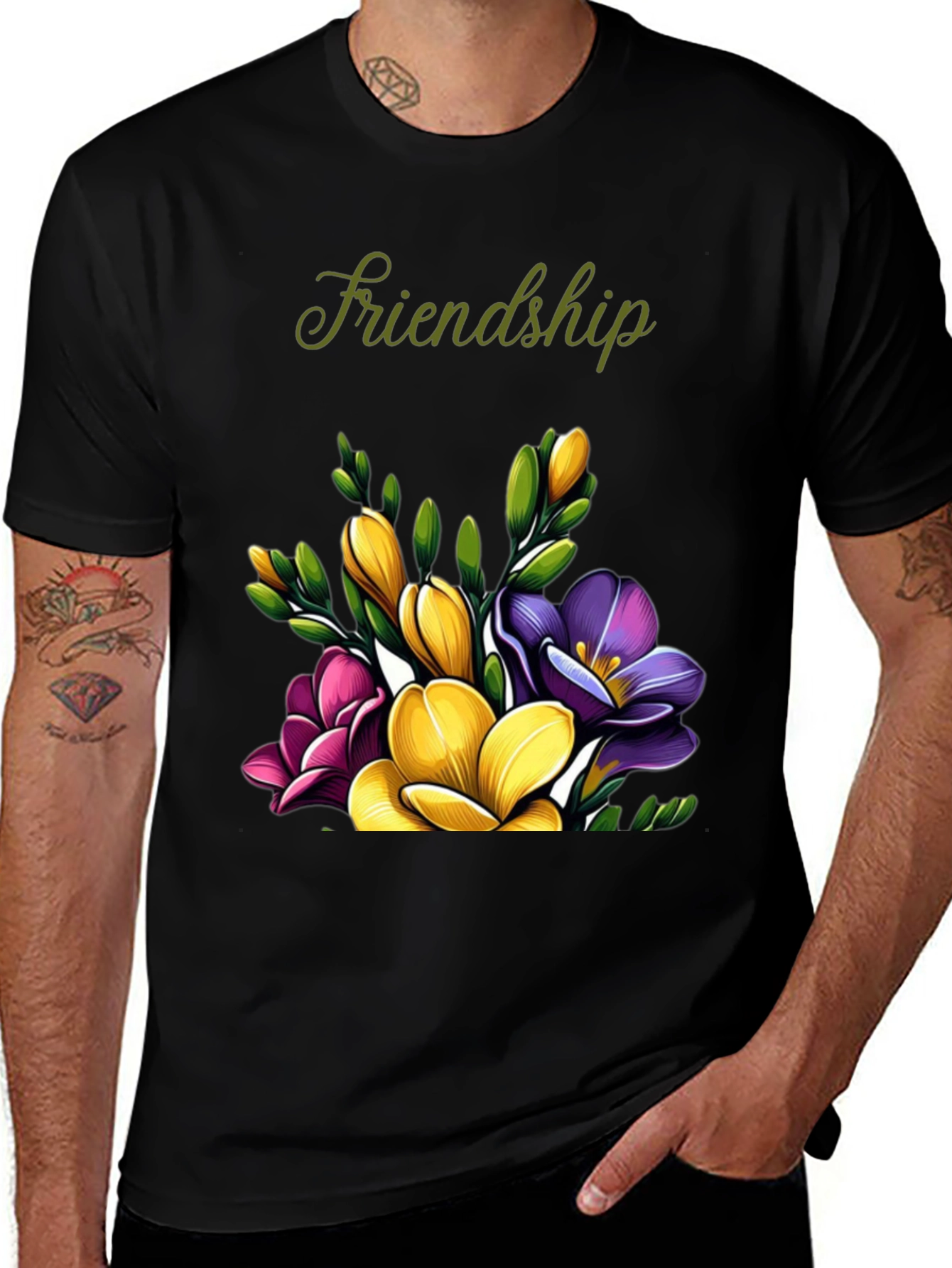 Friendship Floral T-Shirt - Black