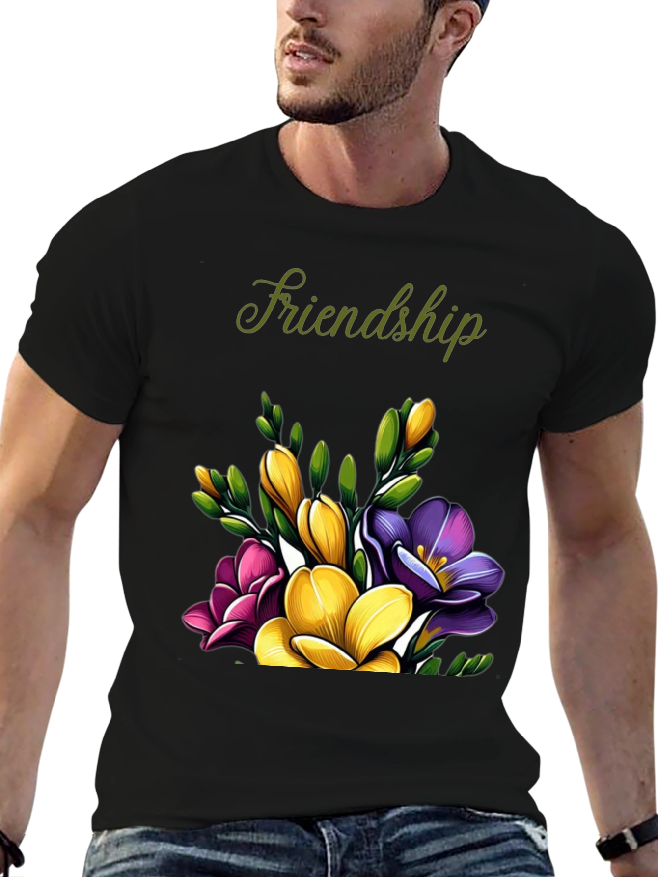 Friendship Floral T-Shirt - Black