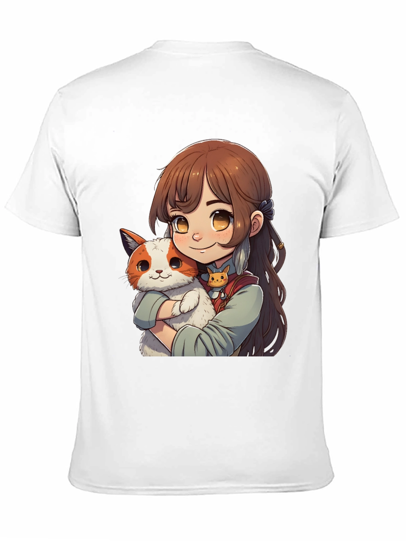 Anime Girl with Cat T-Shirt