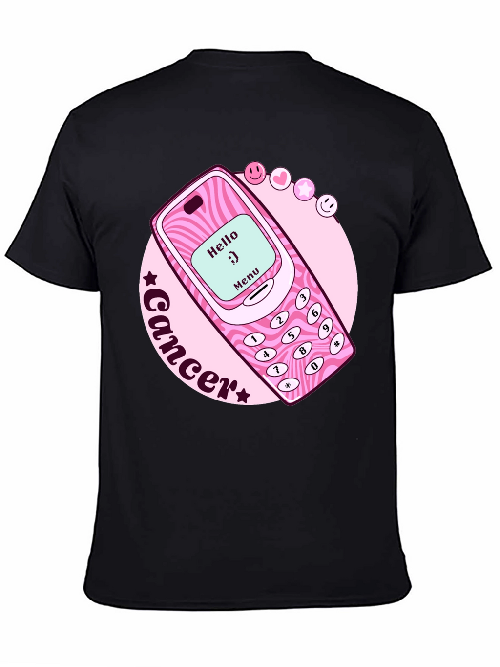 Cancer Zodiac Graphic Tee - Retro Cell Phone Design
