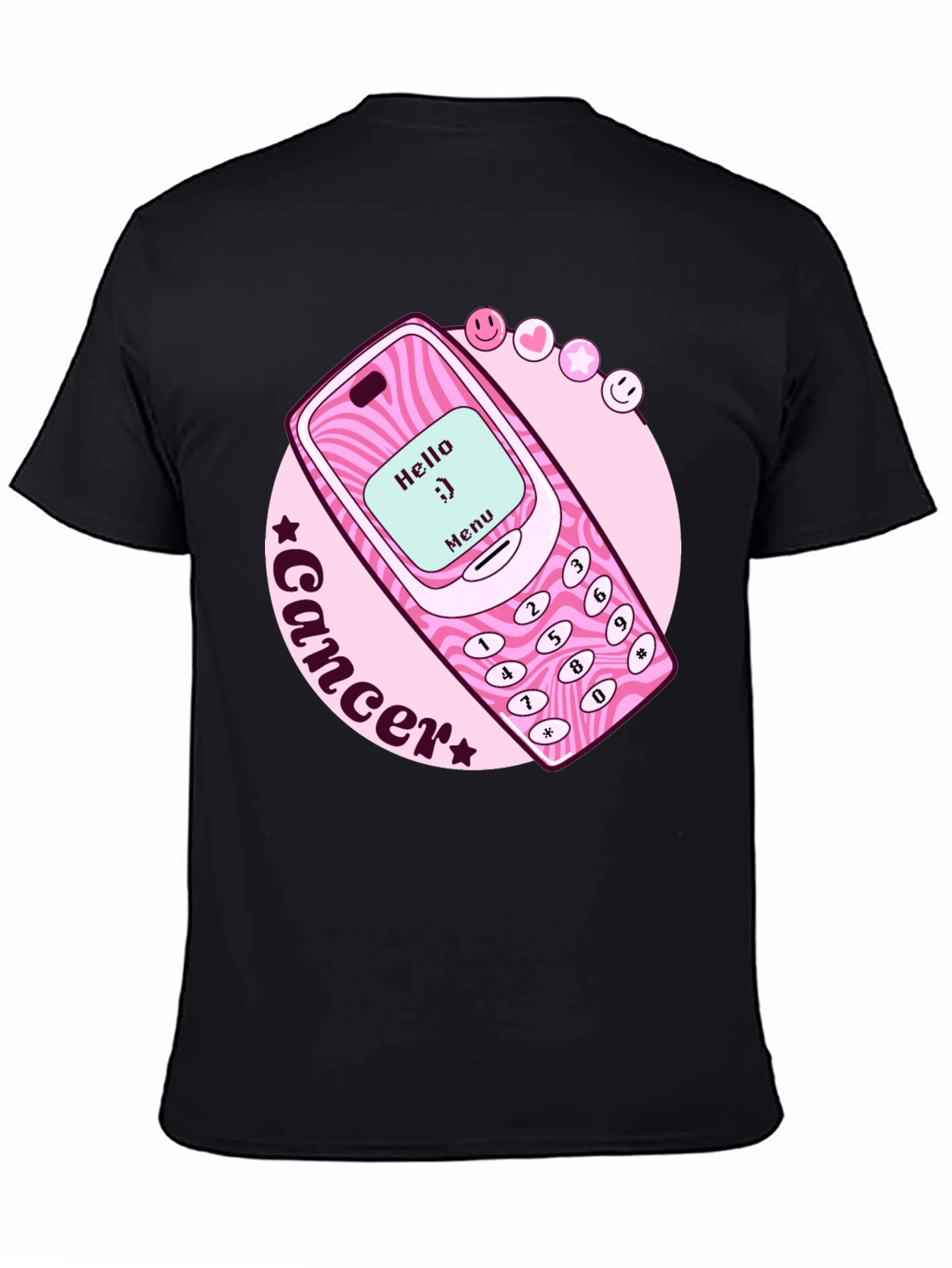 Cancer Zodiac Graphic Tee - Retro Cell Phone Design