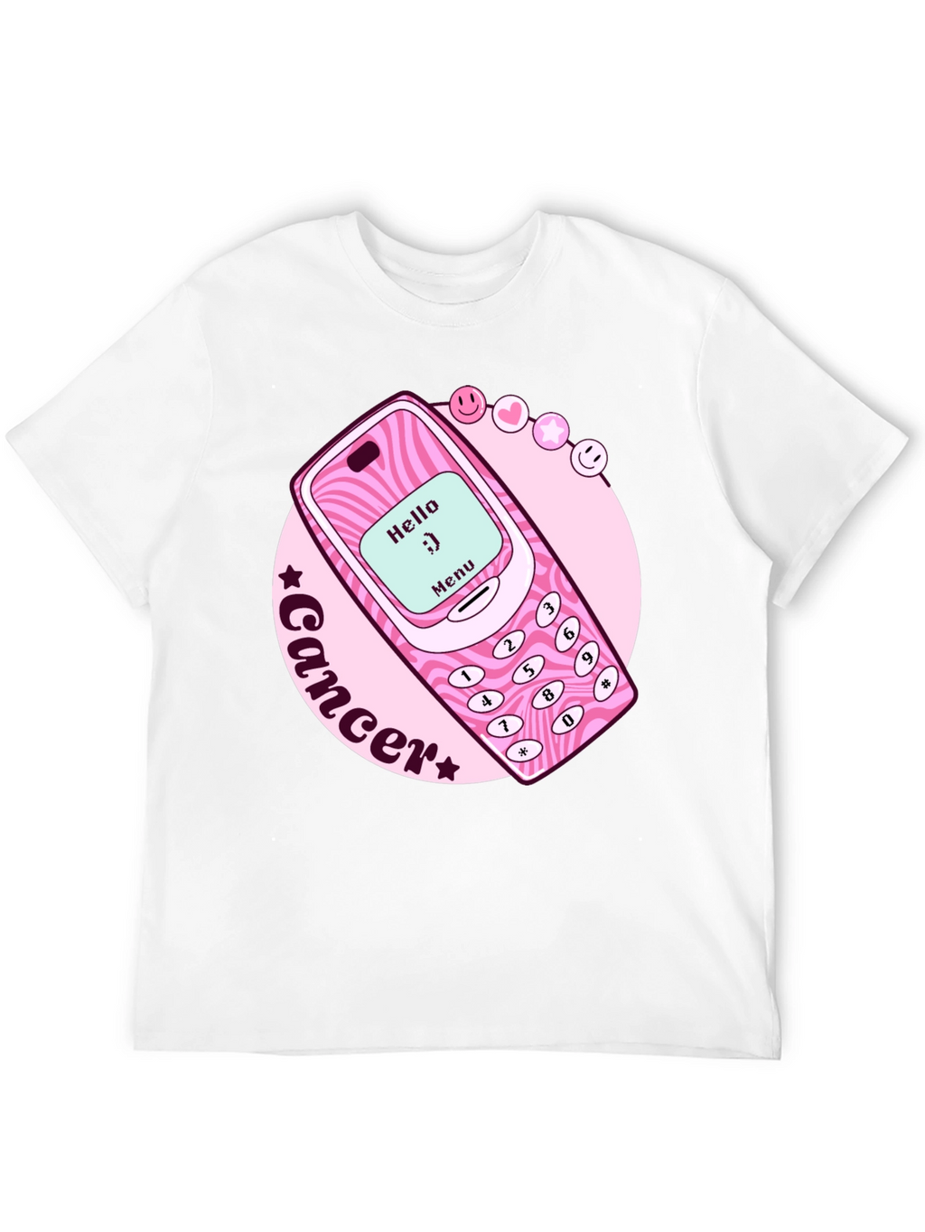 Cancer Zodiac Graphic Tee - Retro Cell Phone Design