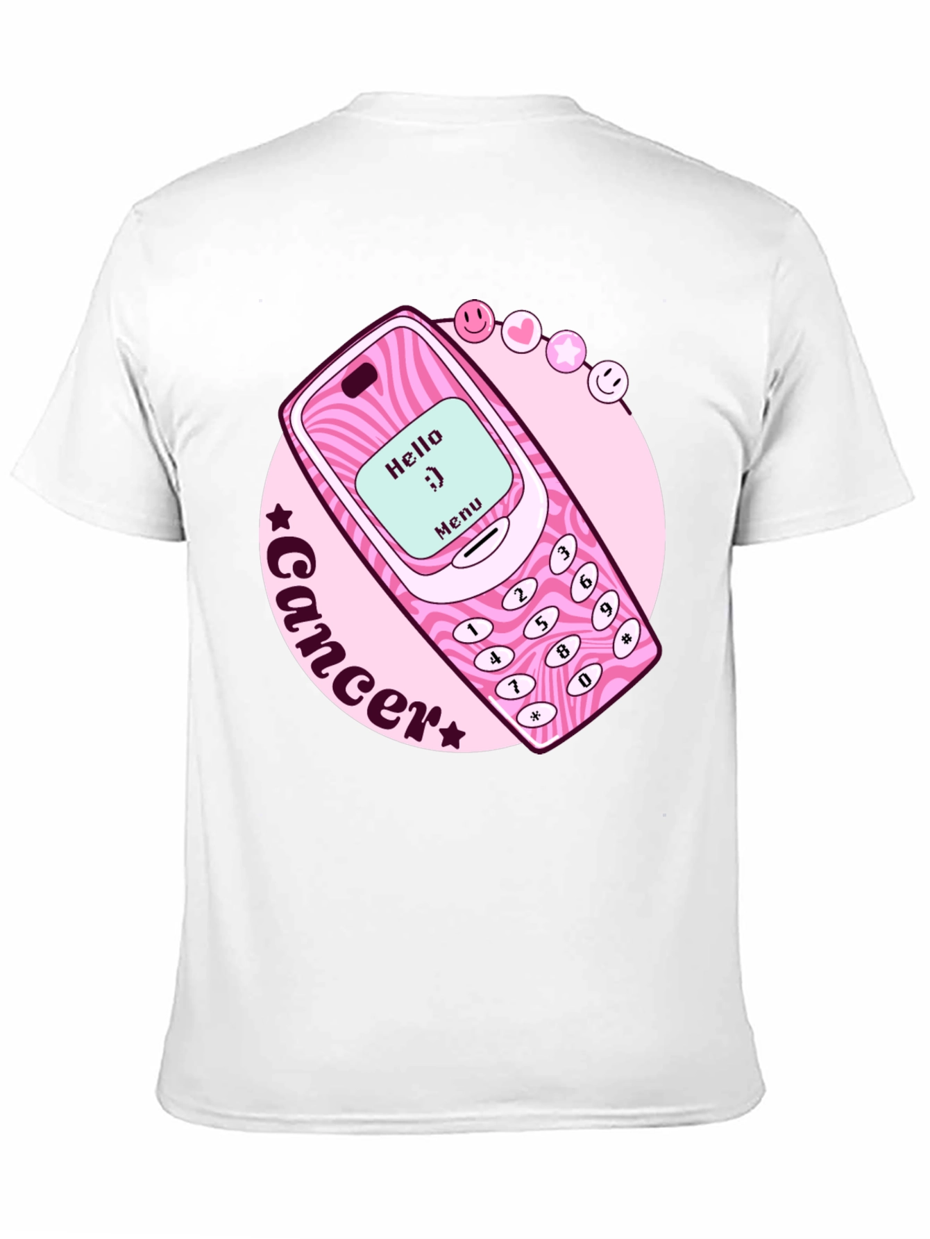 Cancer Zodiac Graphic Tee - Retro Cell Phone Design