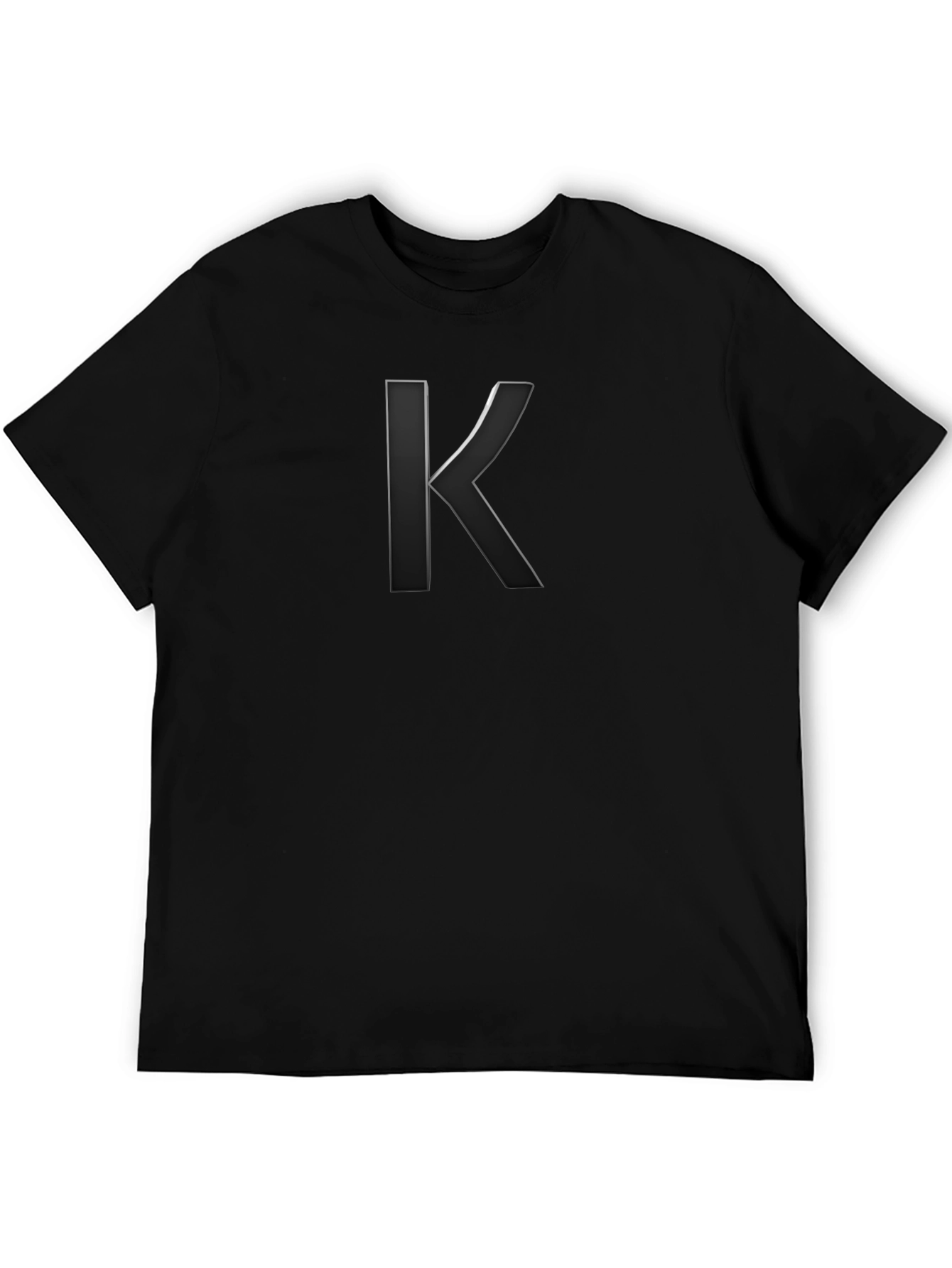 Mens Black Tee with Stylish Letter K