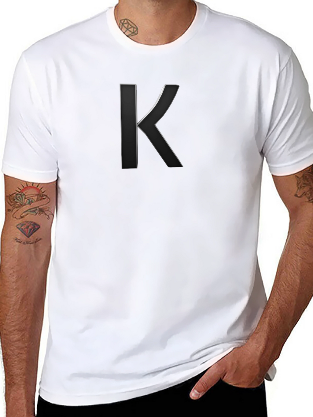 Mens Black Tee with Stylish Letter K