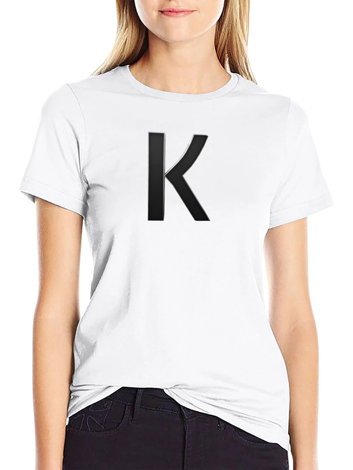 Mens Black Tee with Stylish Letter K