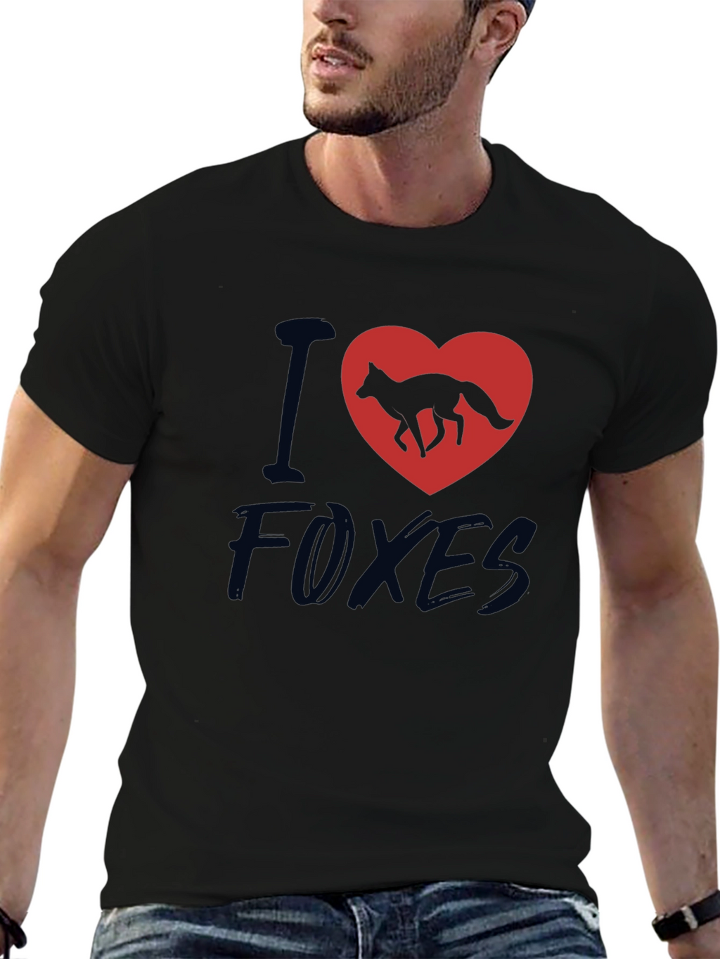 I Heart Foxes T-Shirt - Black Cotton Tee