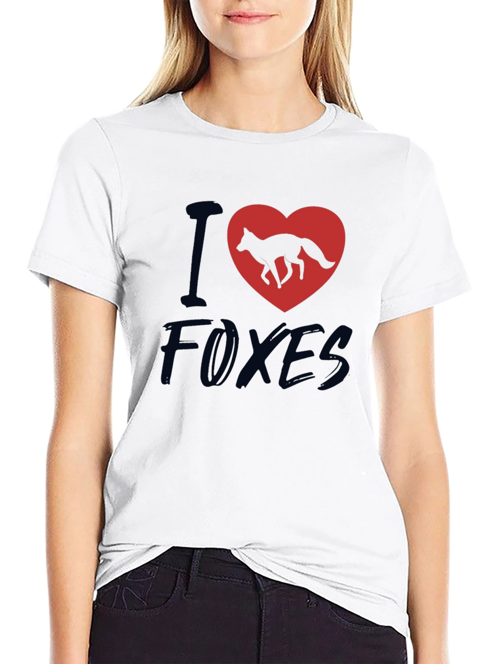 I Heart Foxes T-Shirt - Black Cotton Tee