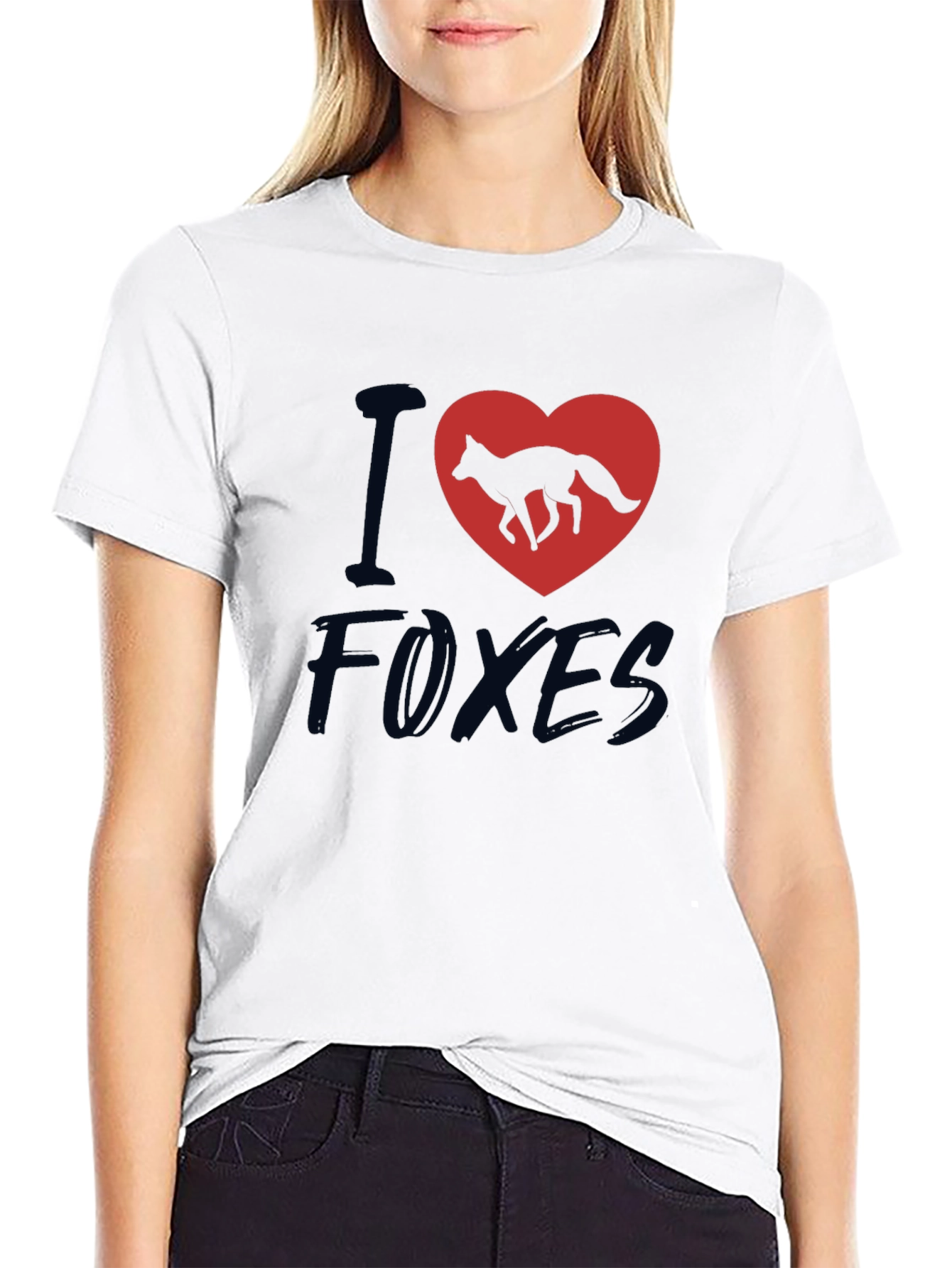 I Heart Foxes T-Shirt - Black Cotton Tee
