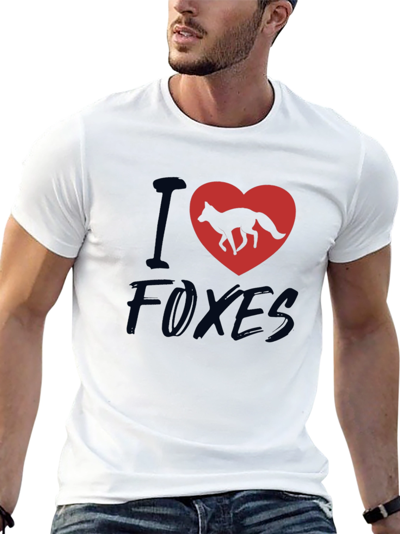 I Heart Foxes T-Shirt - Black Cotton Tee