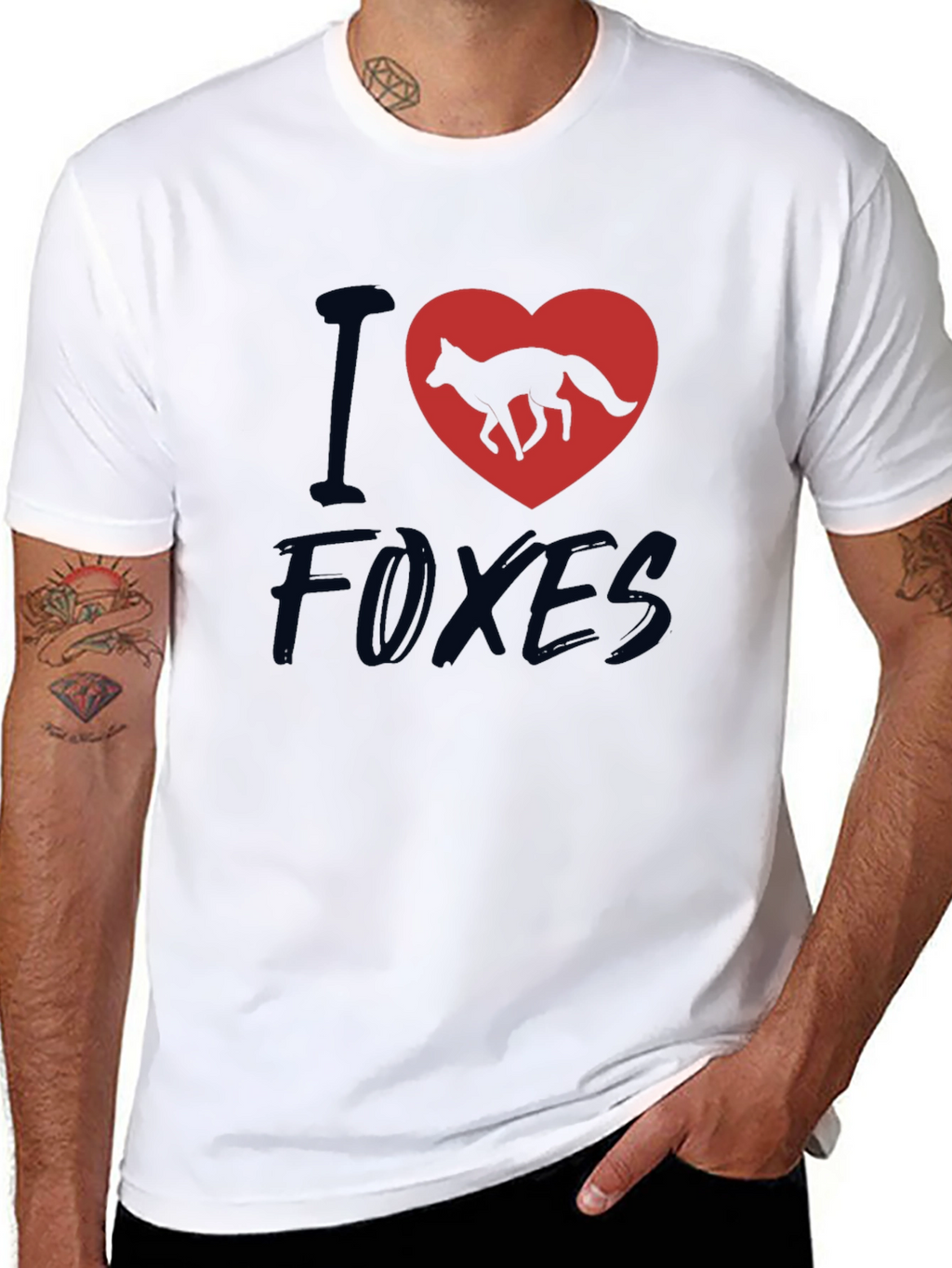 I Heart Foxes T-Shirt - Black Cotton Tee
