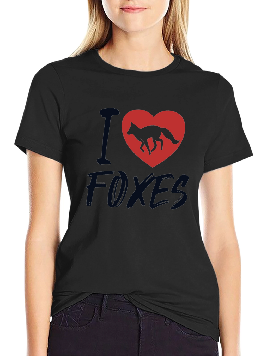I Heart Foxes T-Shirt - Black Cotton Tee