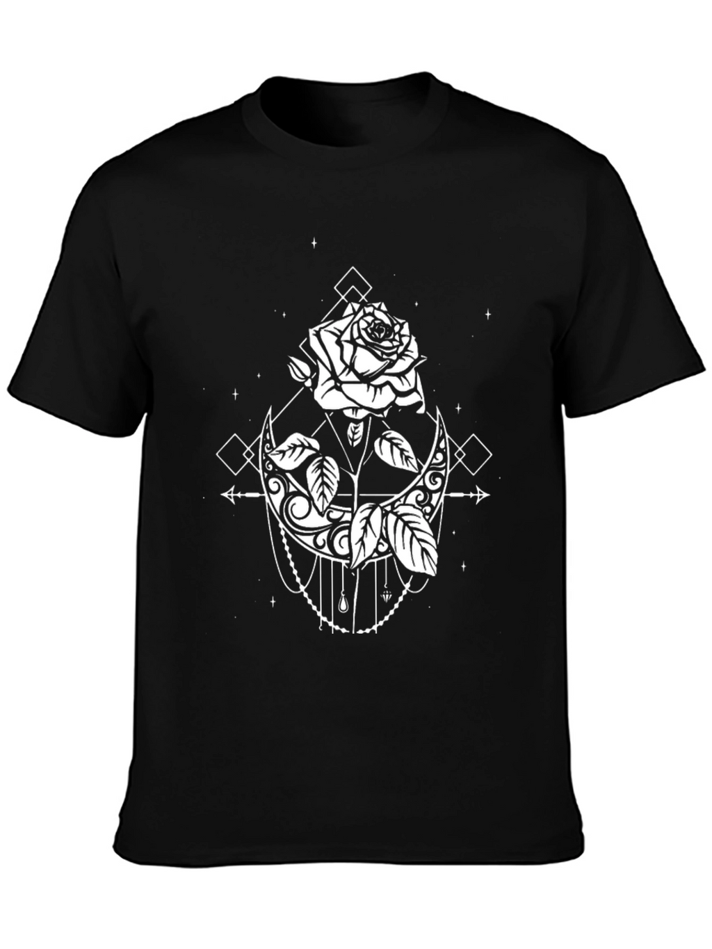 Mystic Rose & Moon Graphic Tee - Black