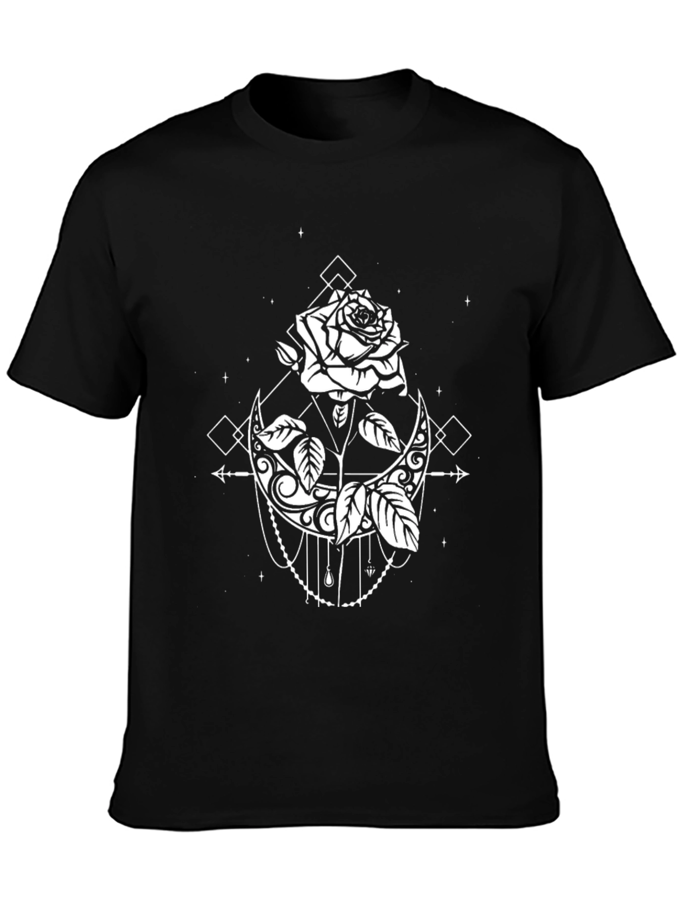 Mystic Rose & Moon Graphic Tee - Black