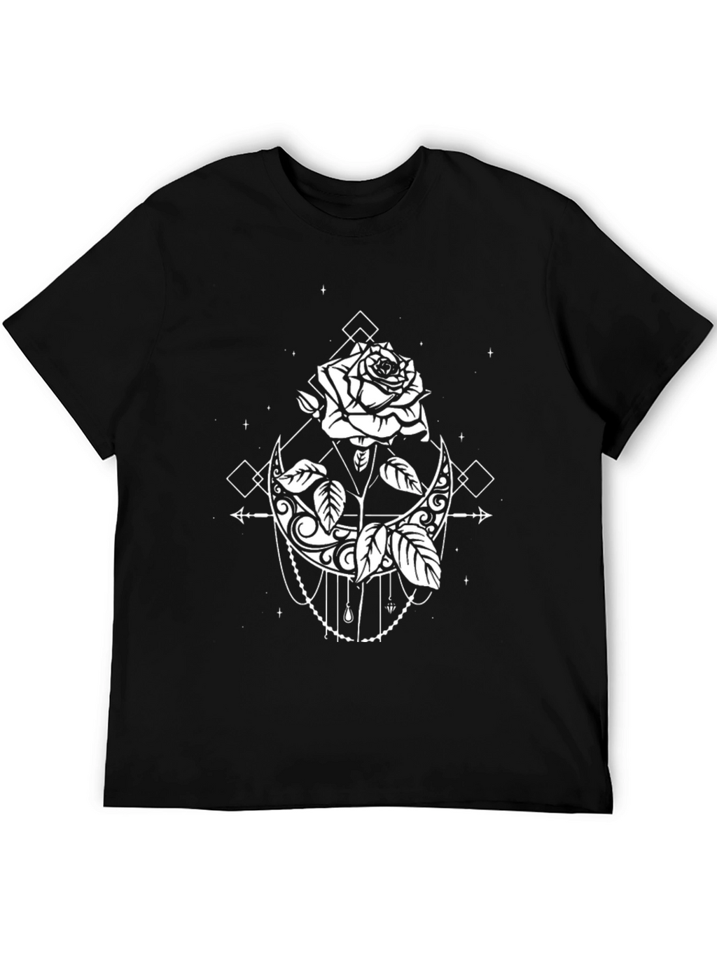 Mystic Rose & Moon Graphic Tee - Black