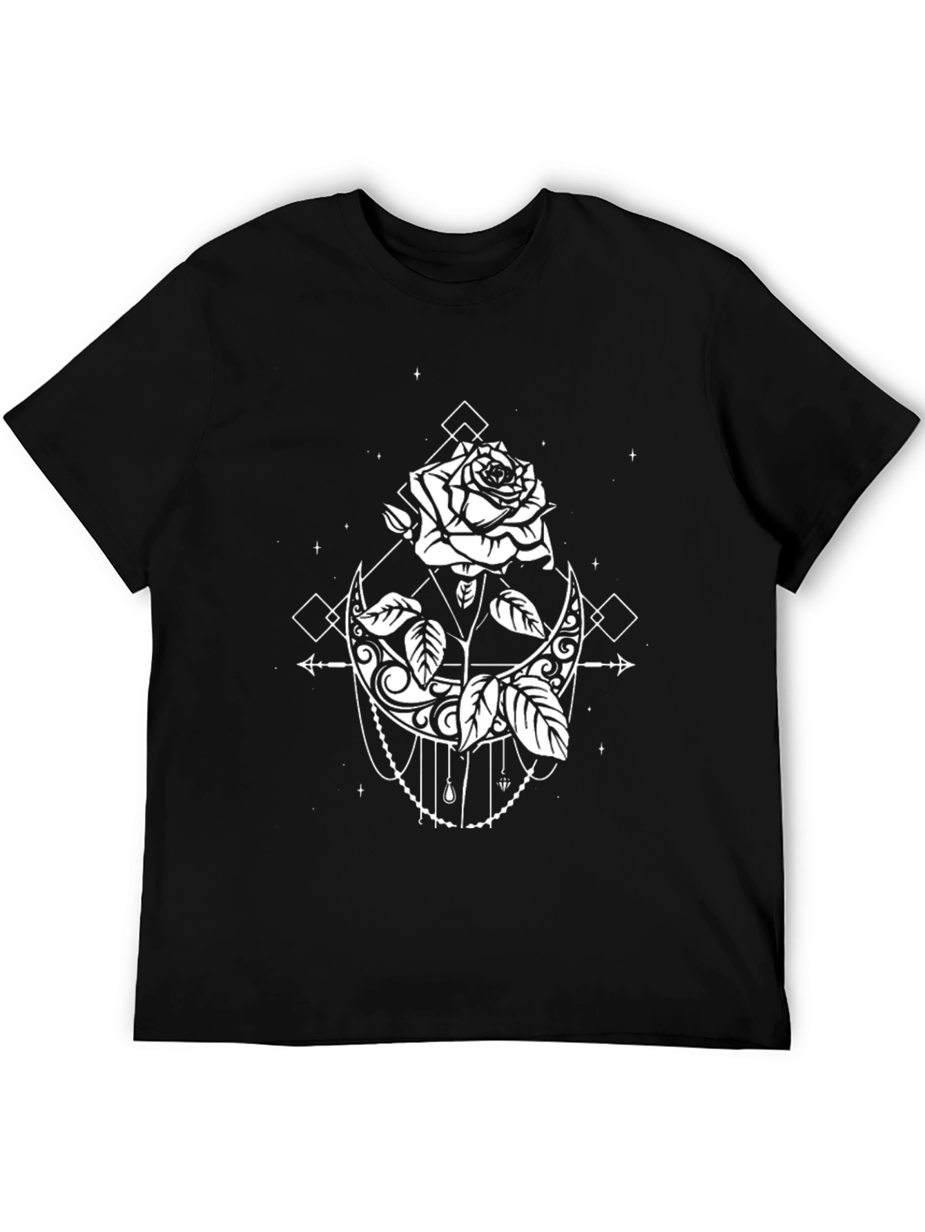 Mystic Rose & Moon Graphic Tee - Black