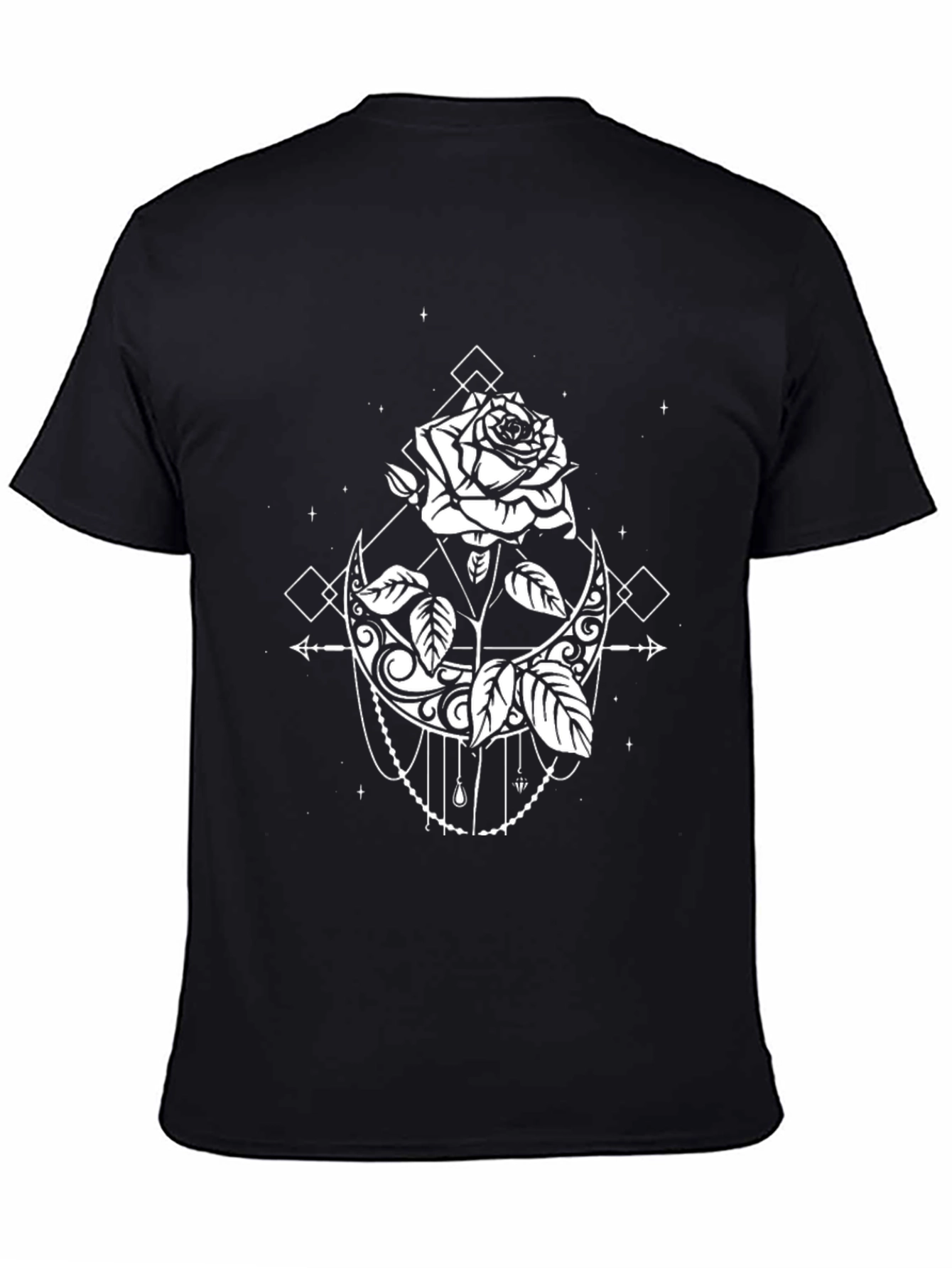 Mystic Rose & Moon Graphic Tee - Black