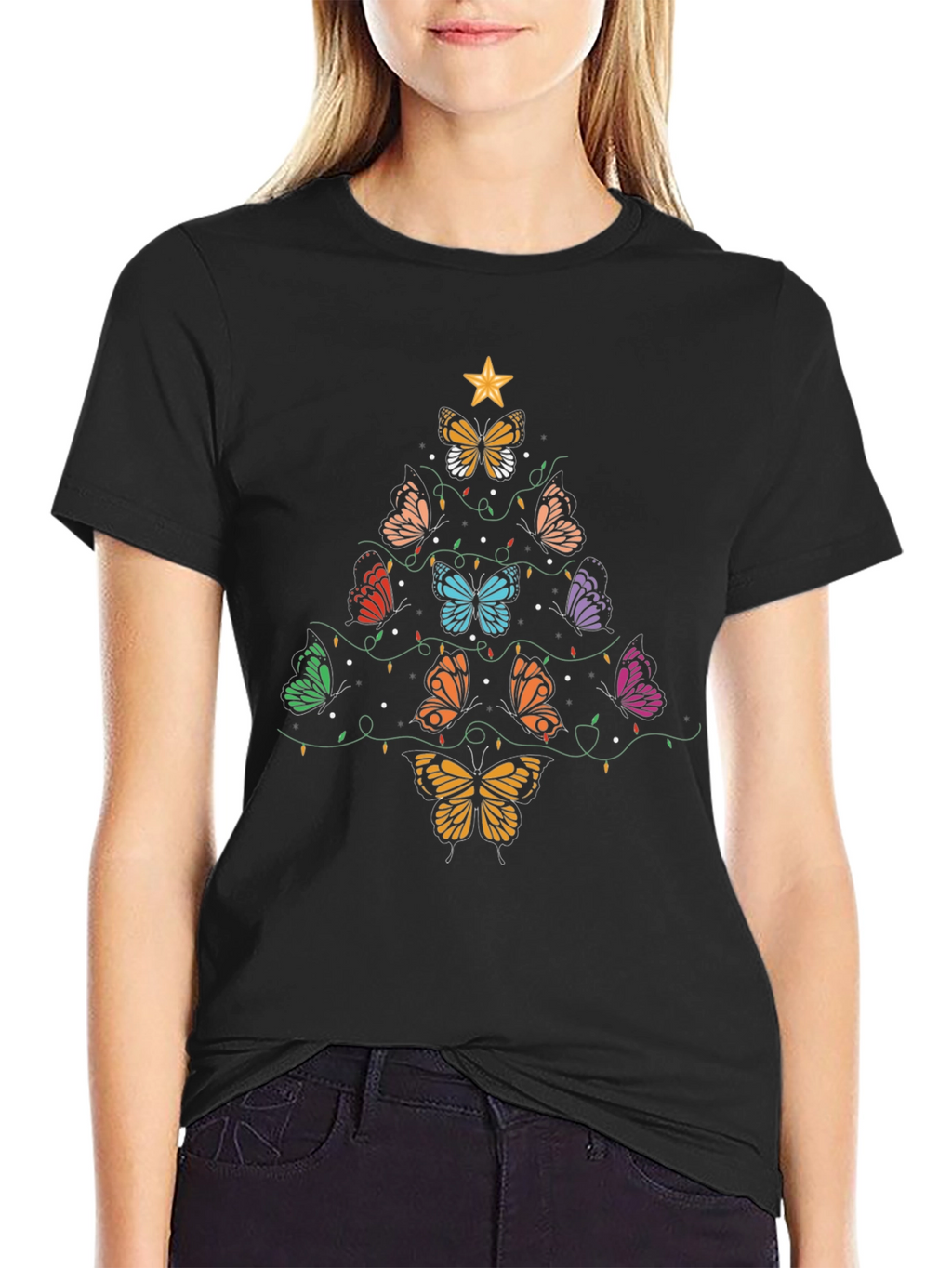 Butterfly Christmas Tree Graphic Tee