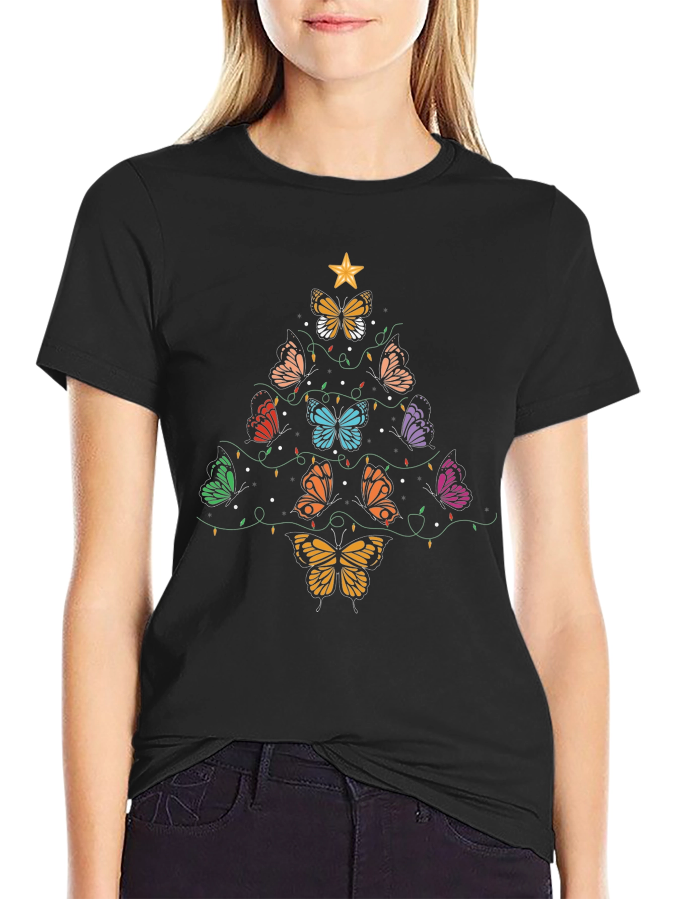 Butterfly Christmas Tree Graphic Tee
