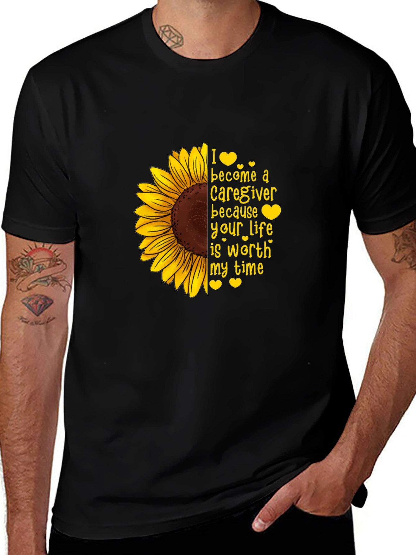 Caregiver Sunflower T-Shirt - I Care Because Your Life Matters