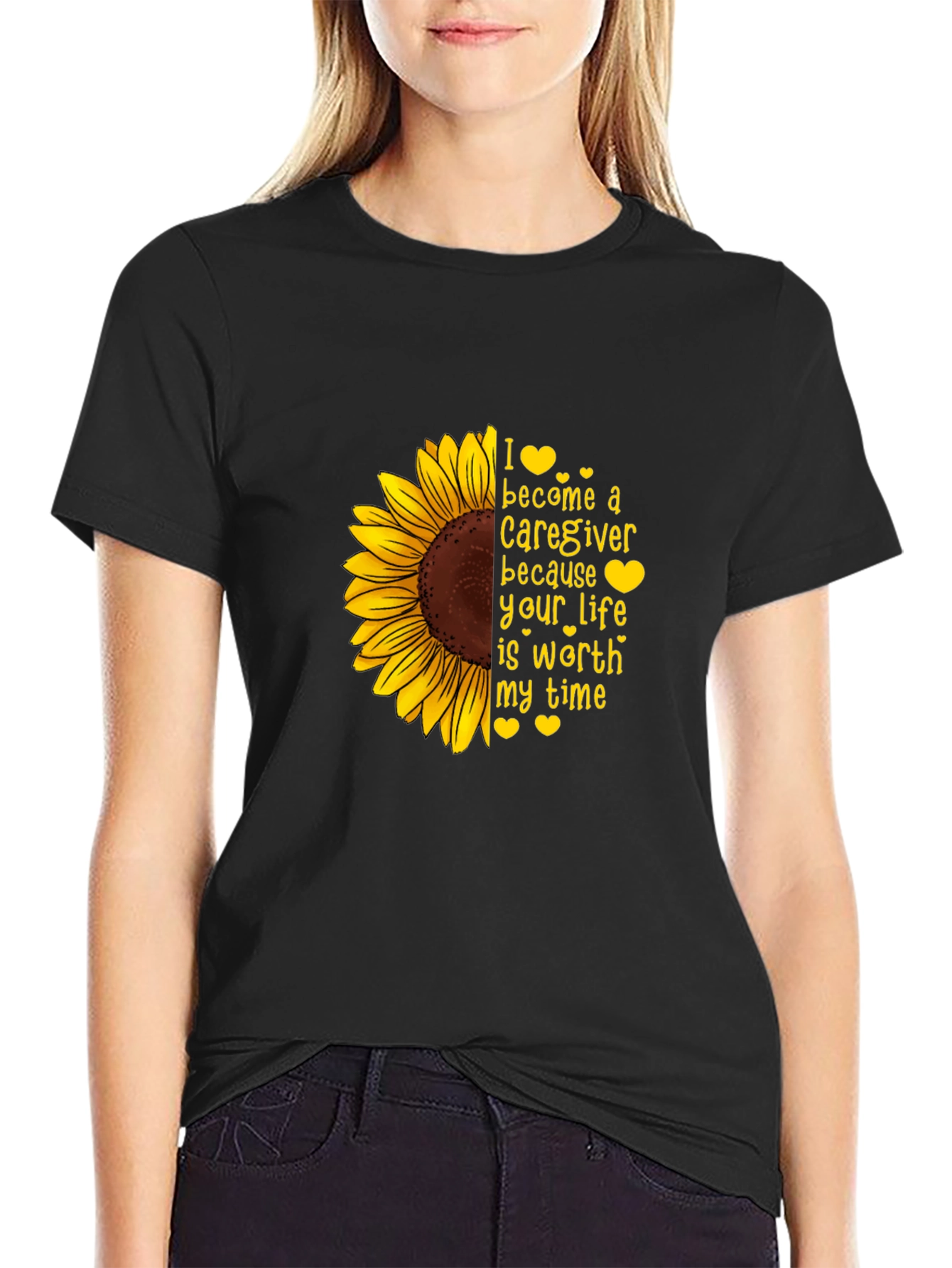 Caregiver Sunflower T-Shirt - I Care Because Your Life Matters