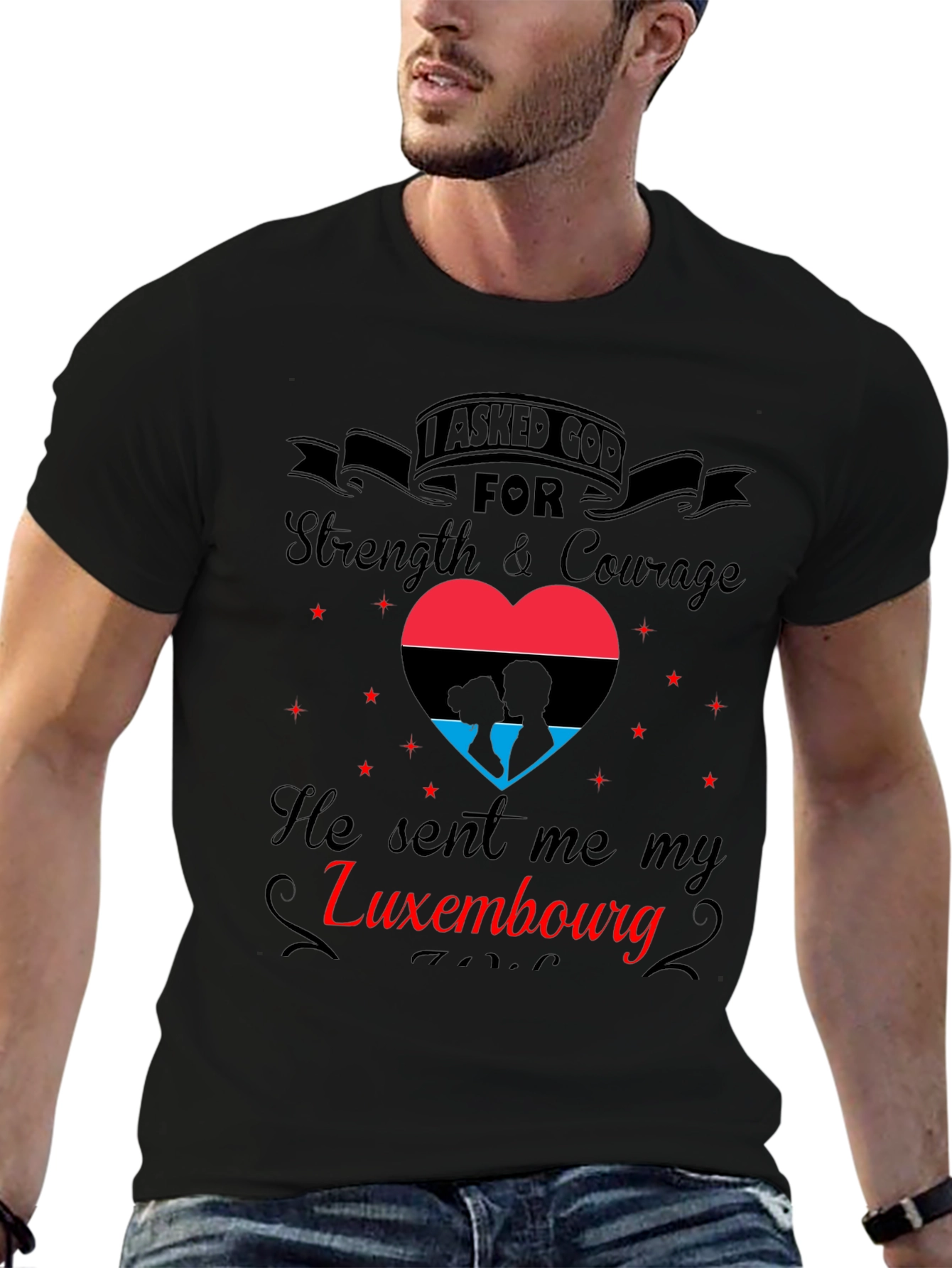 Luxembourg Love T-Shirt - Strength & Courage Design