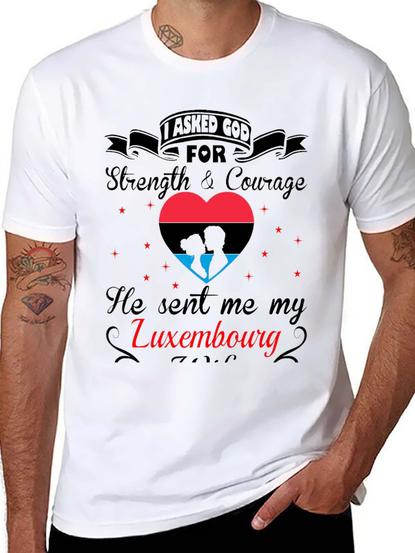 Luxembourg Love T-Shirt - Strength & Courage Design