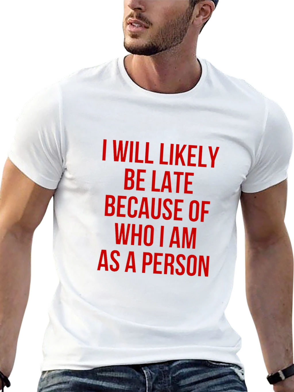 Funny Ill Be Late Black T-Shirt