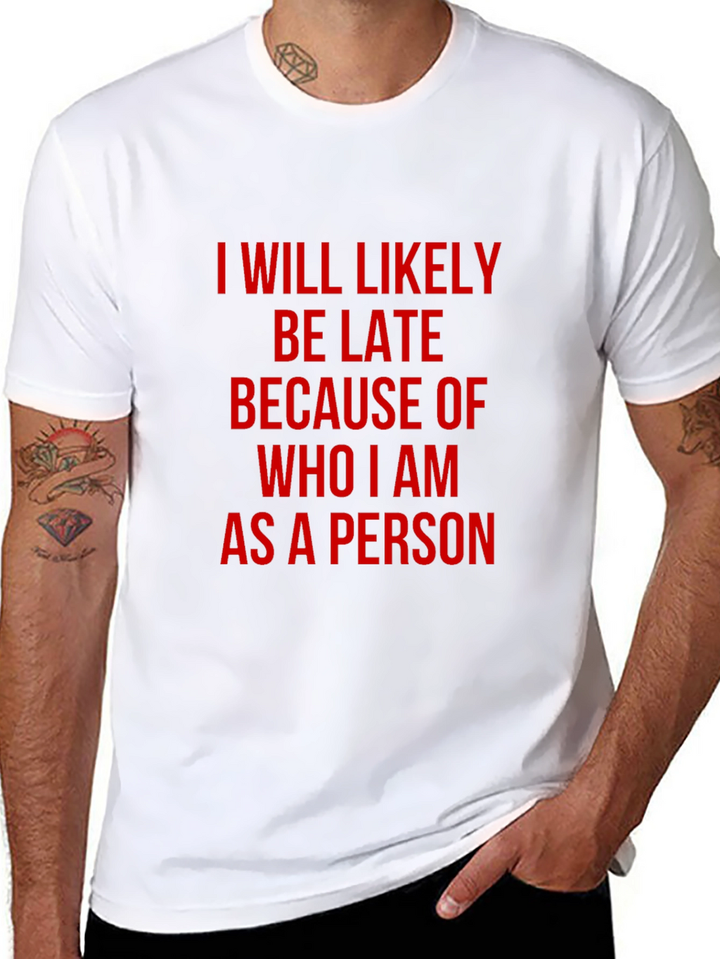Funny Ill Be Late Black T-Shirt