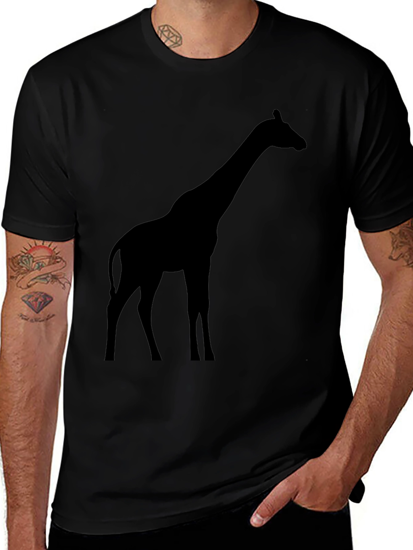 Giraffe Silhouette T-Shirt - Classic Crew Neck