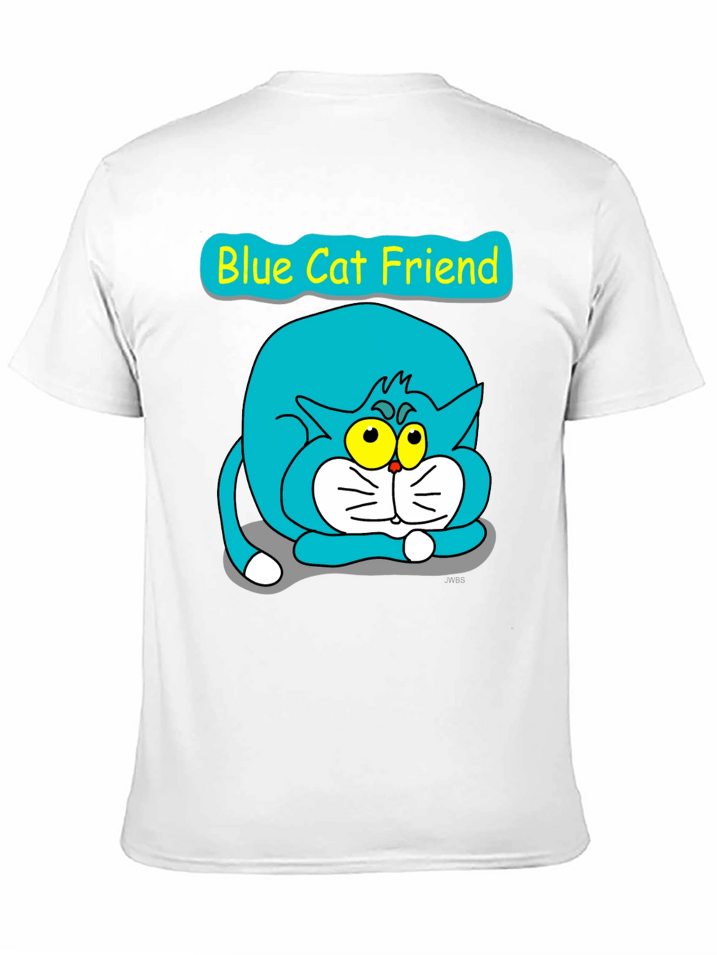 Blue Cat Friend Graphic Tee - Black