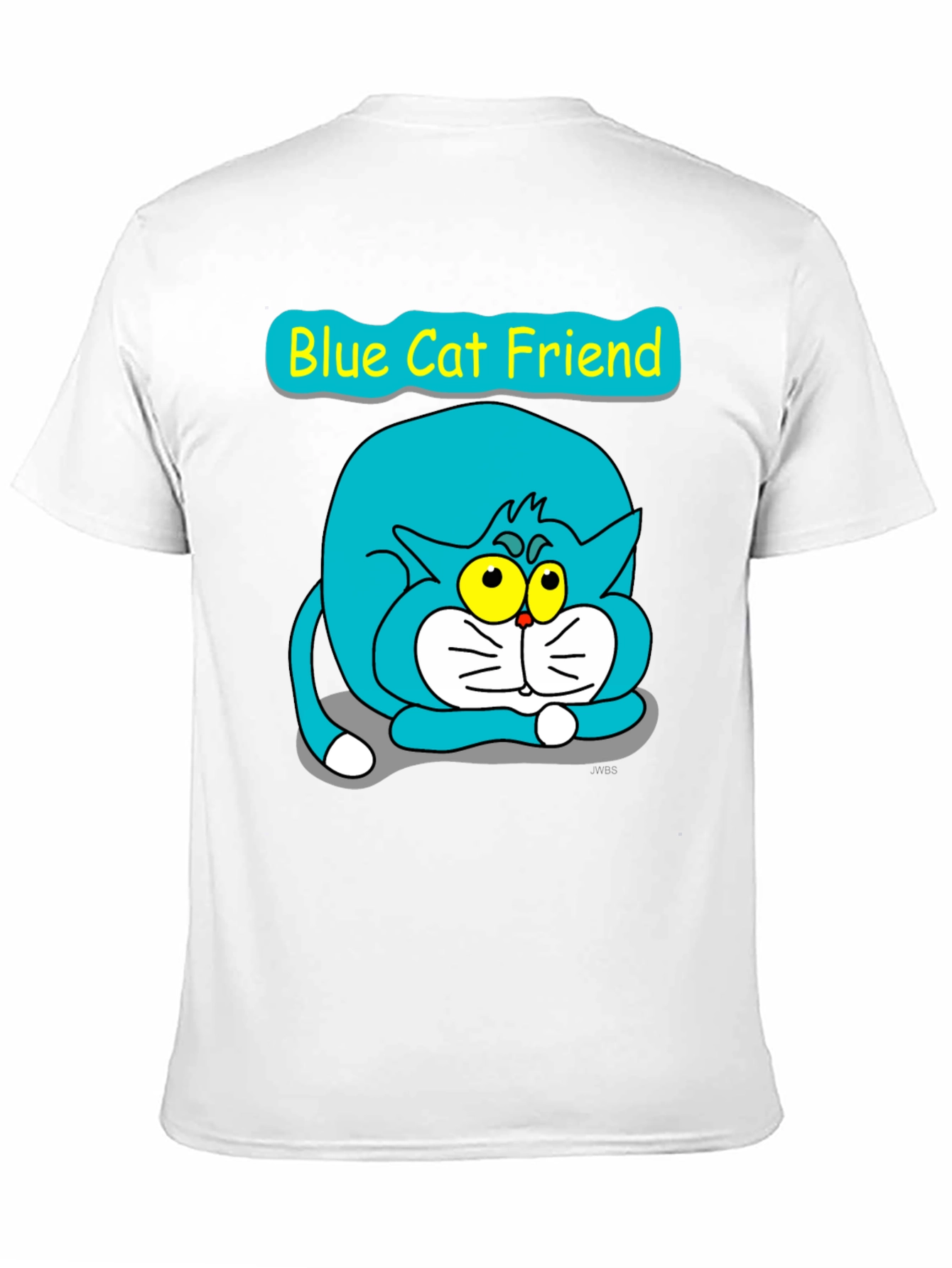 Blue Cat Friend Graphic Tee - Black