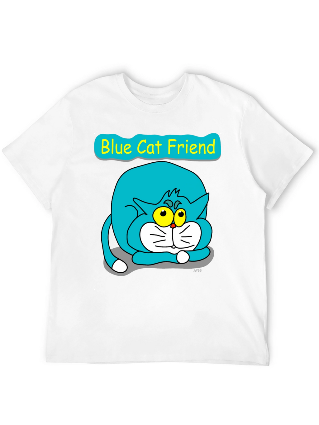 Blue Cat Friend Graphic Tee - Black