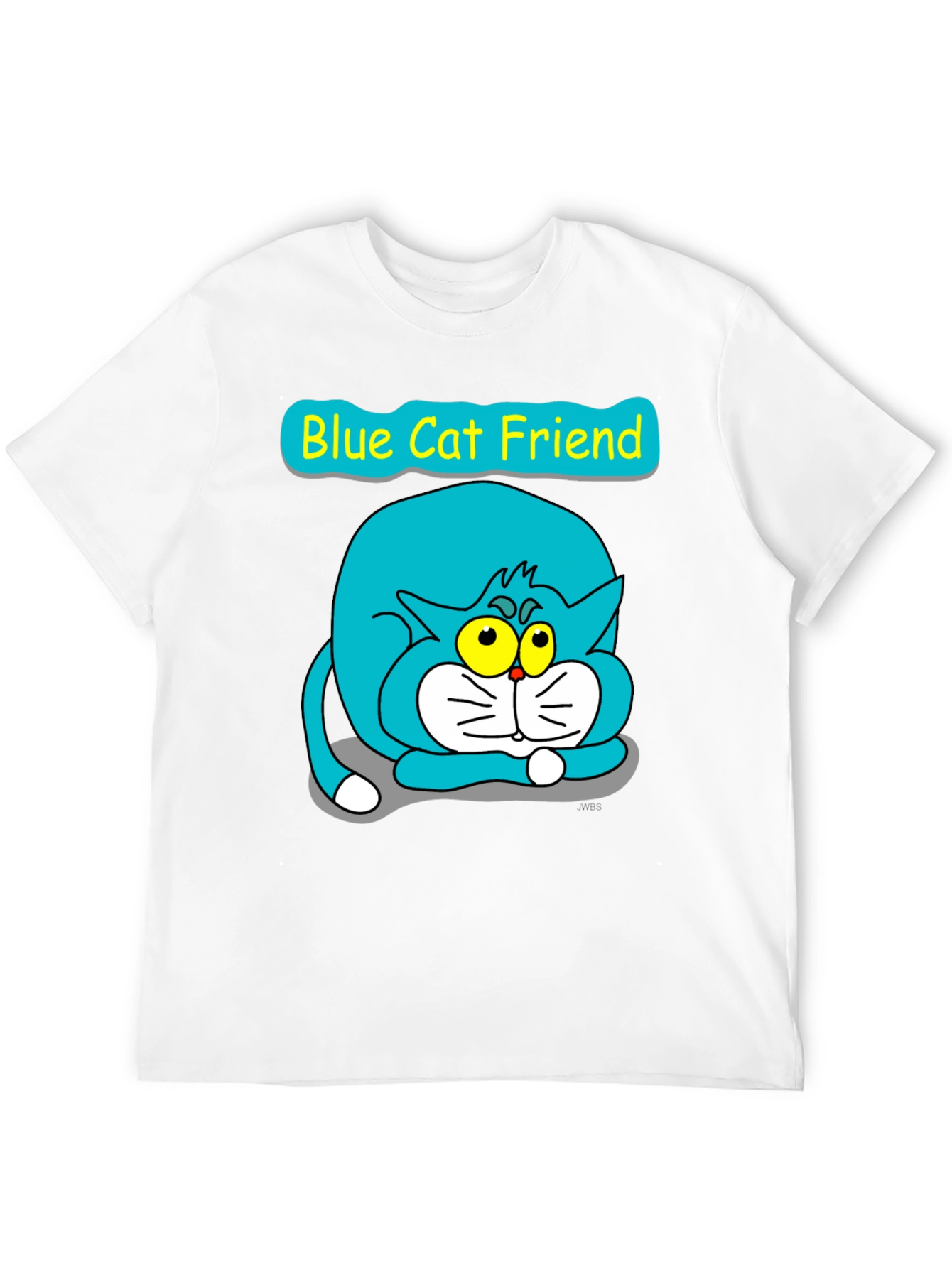 Blue Cat Friend Graphic Tee - Black