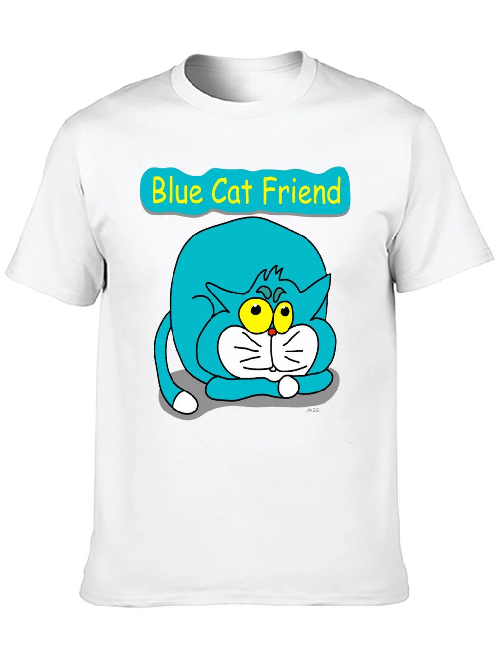Blue Cat Friend Graphic Tee - Black