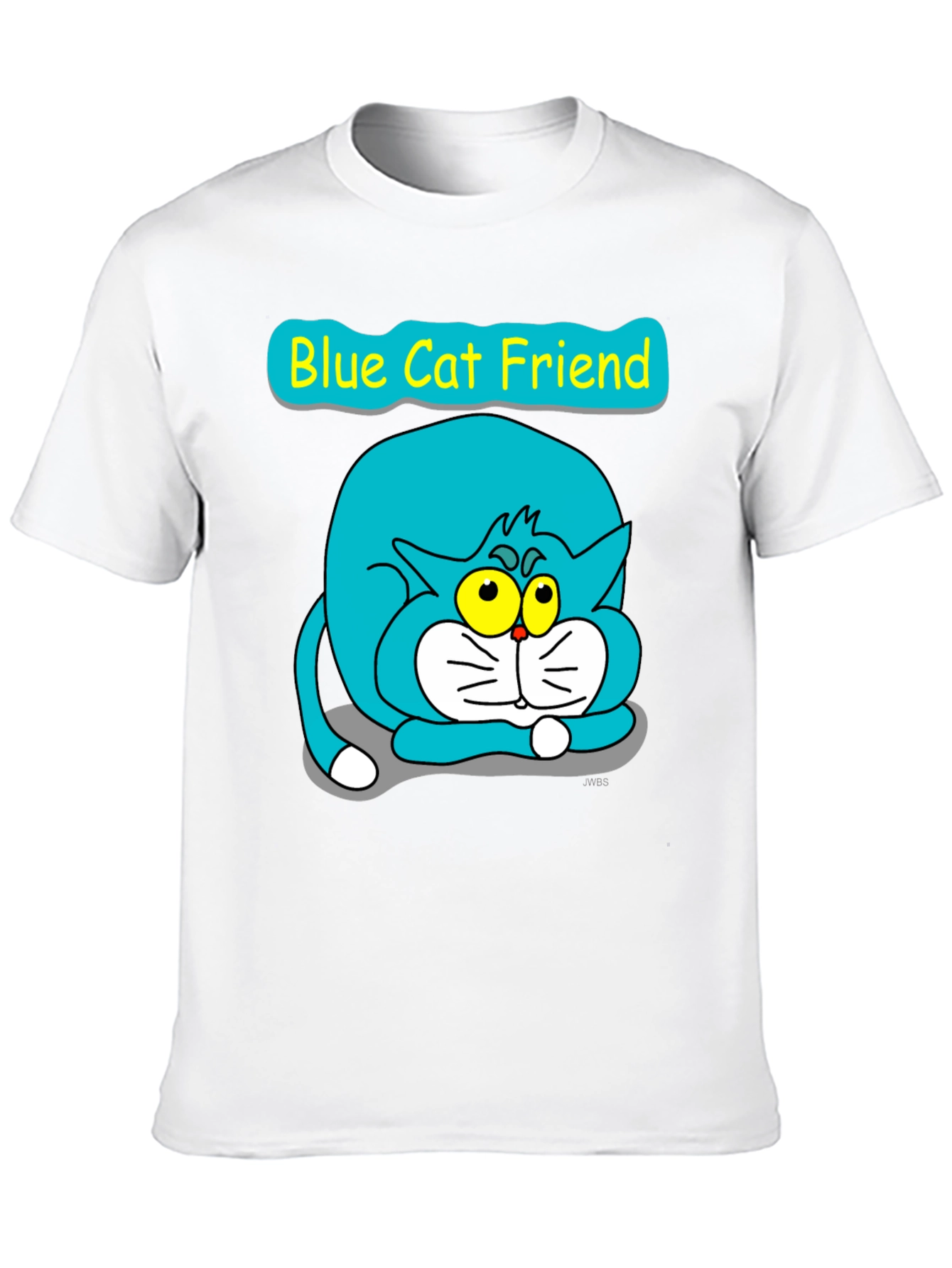 Blue Cat Friend Graphic Tee - Black