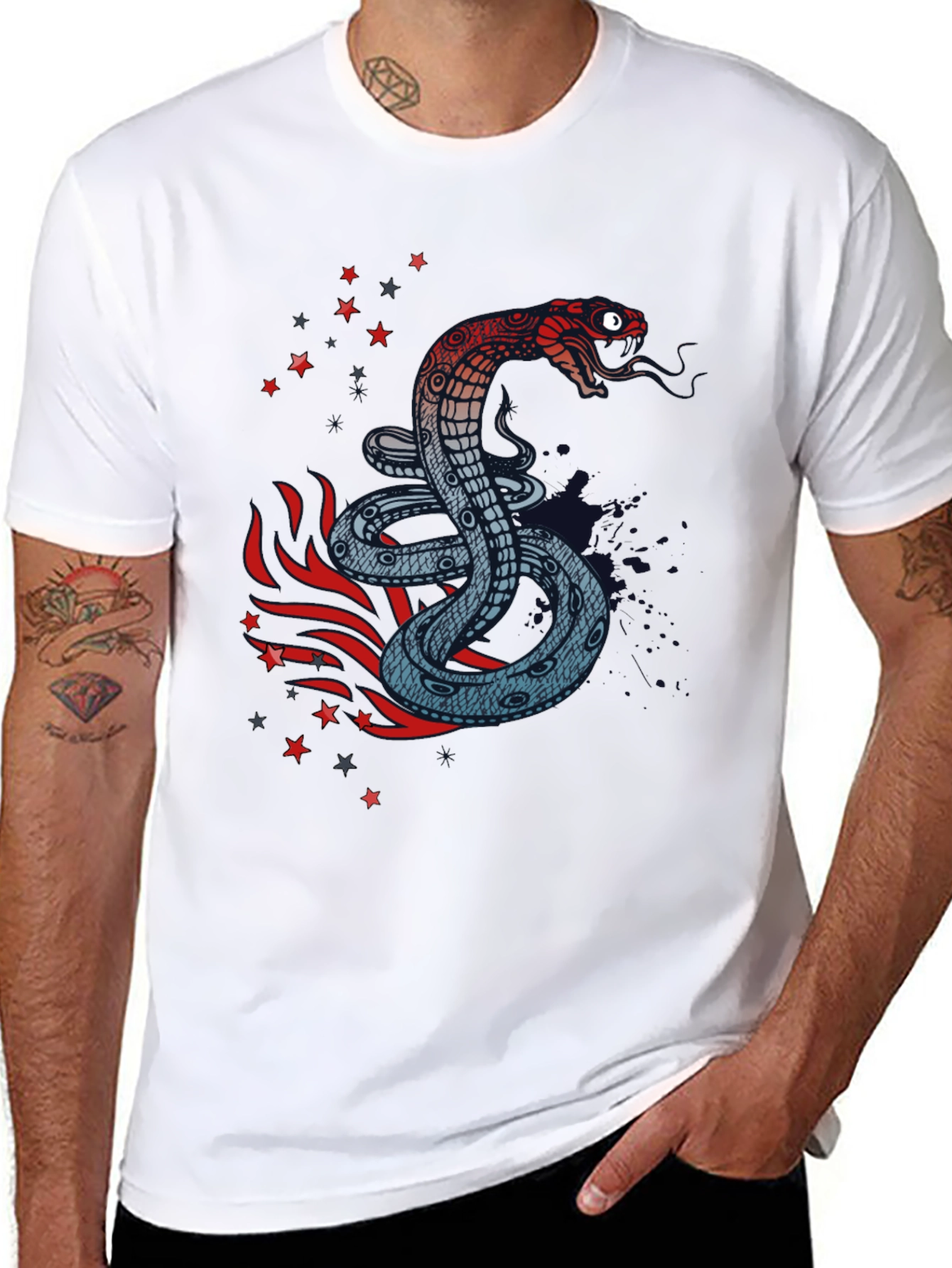 Snake Graphic Print Black T-Shirt