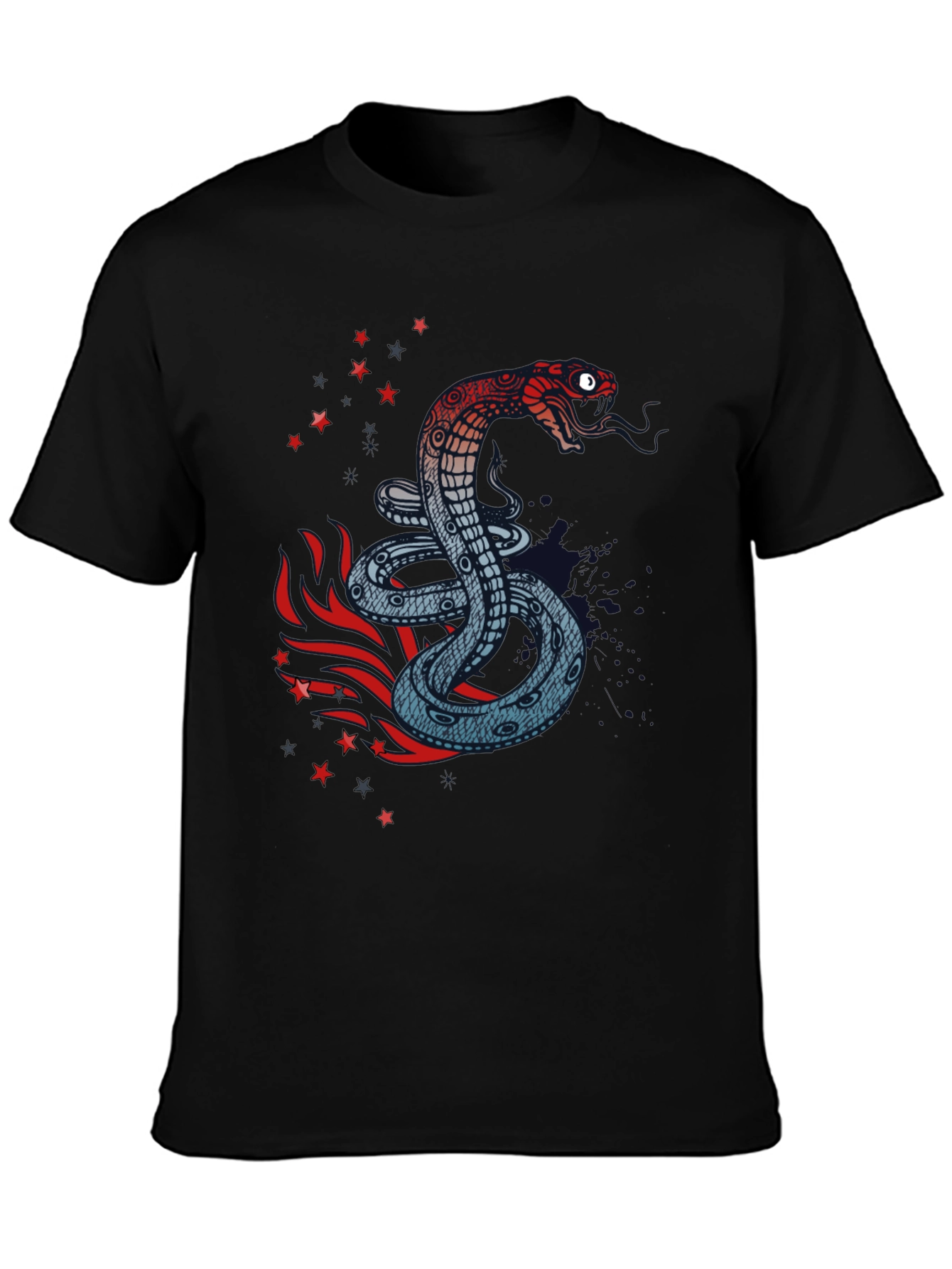 Snake Graphic Print Black T-Shirt