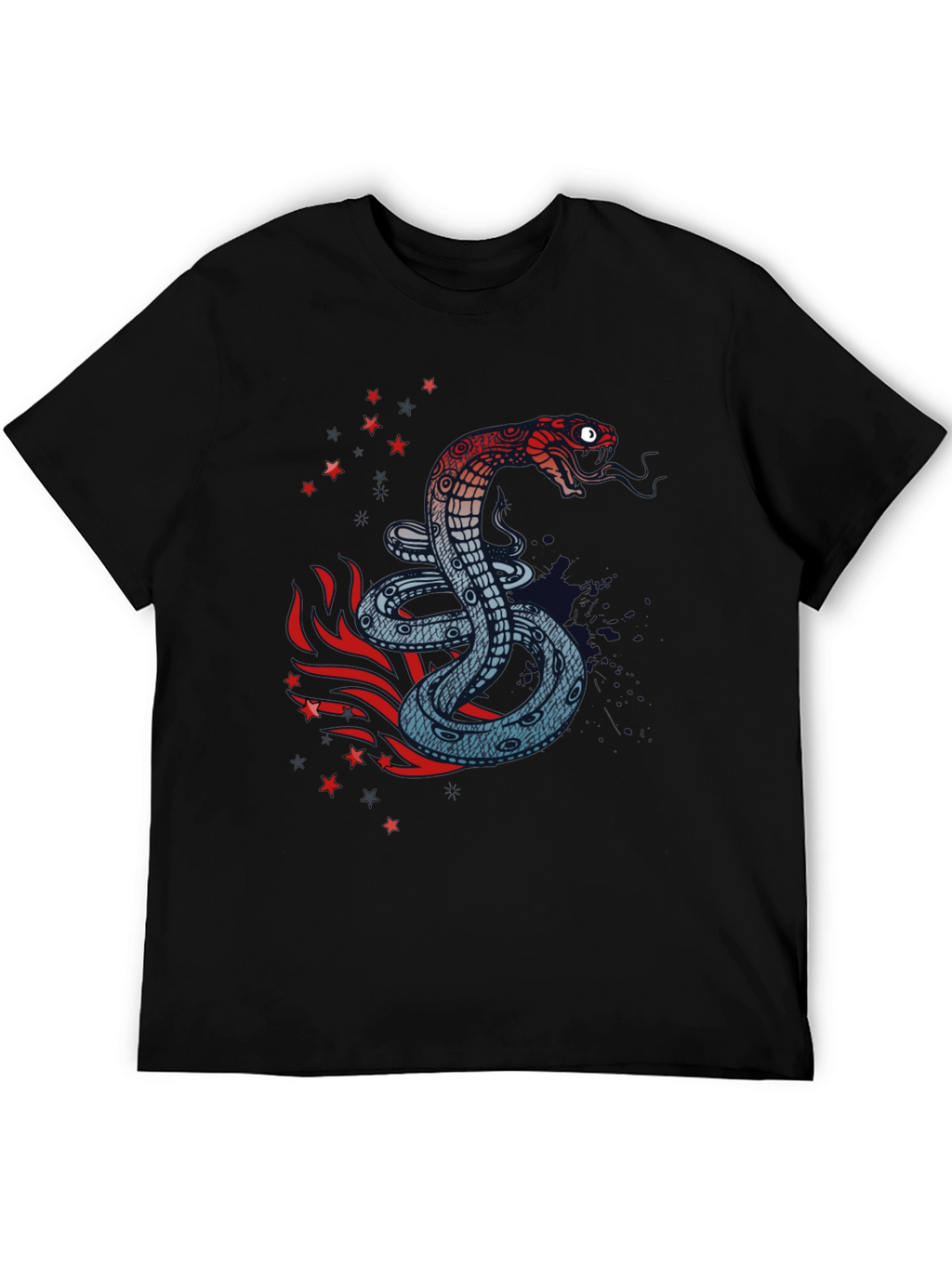 Snake Graphic Print Black T-Shirt