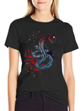 Snake Graphic Print Black T-Shirt