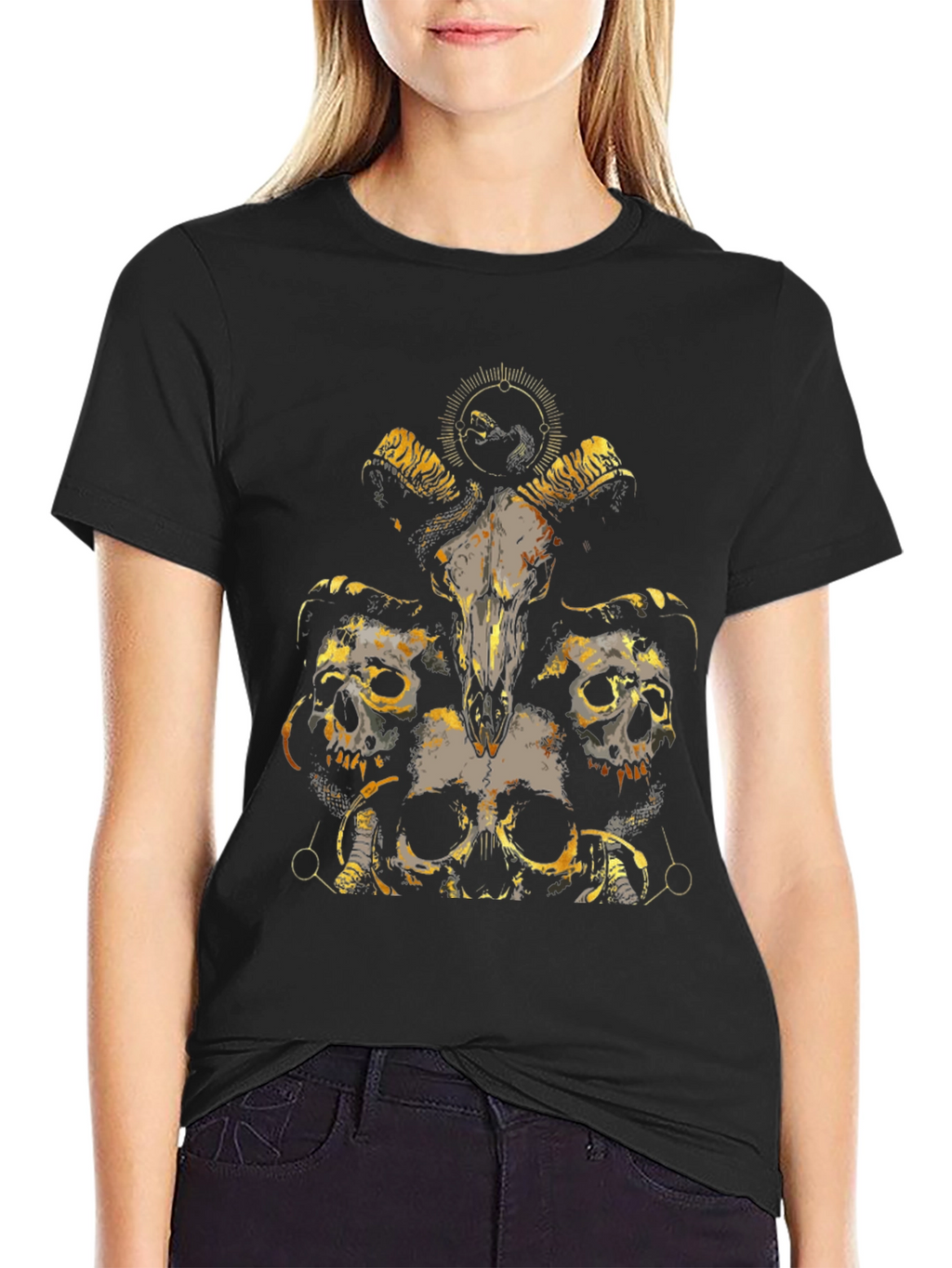 Skull & Ram Graphic Tee - Black