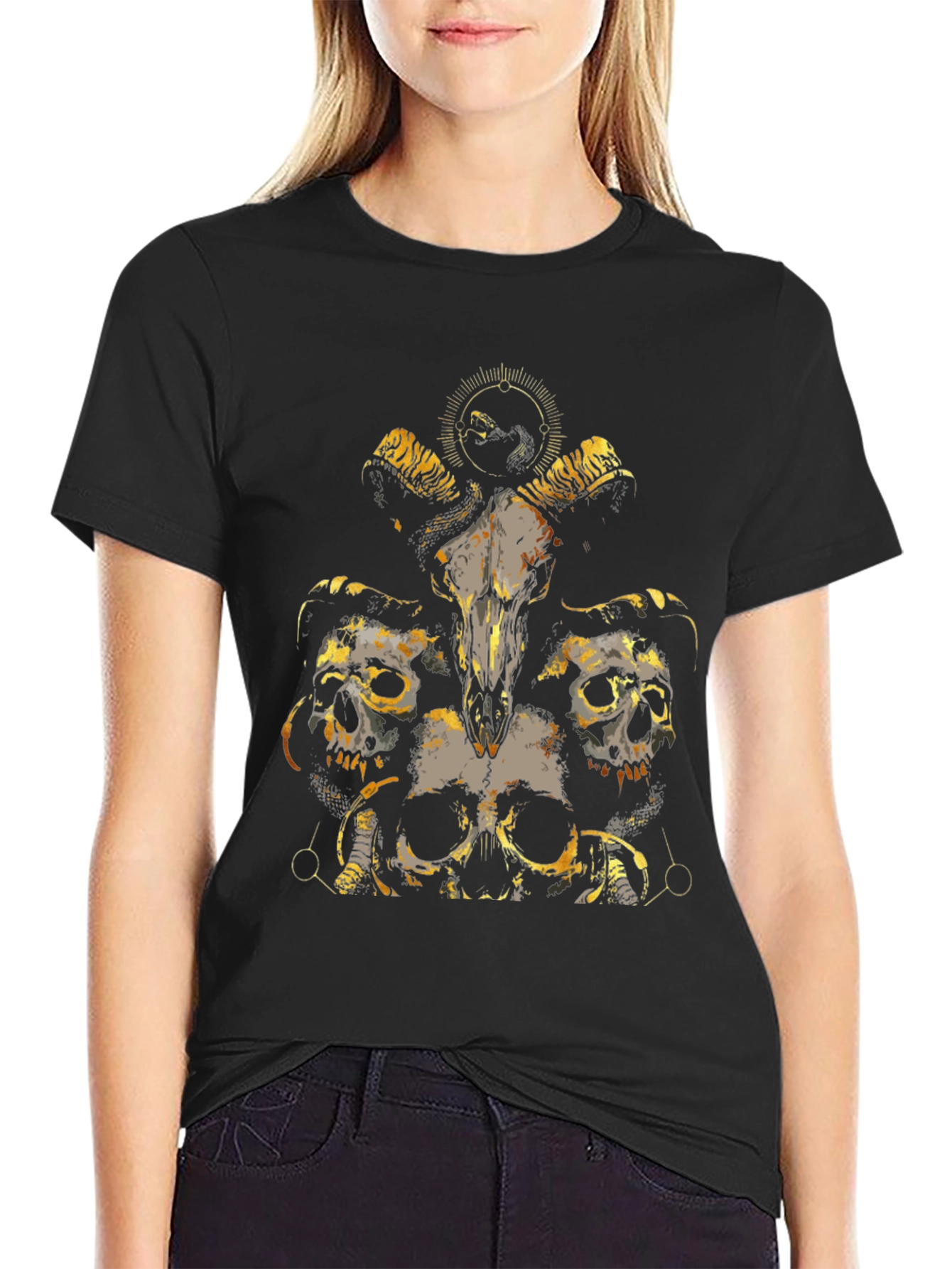 Skull & Ram Graphic Tee - Black