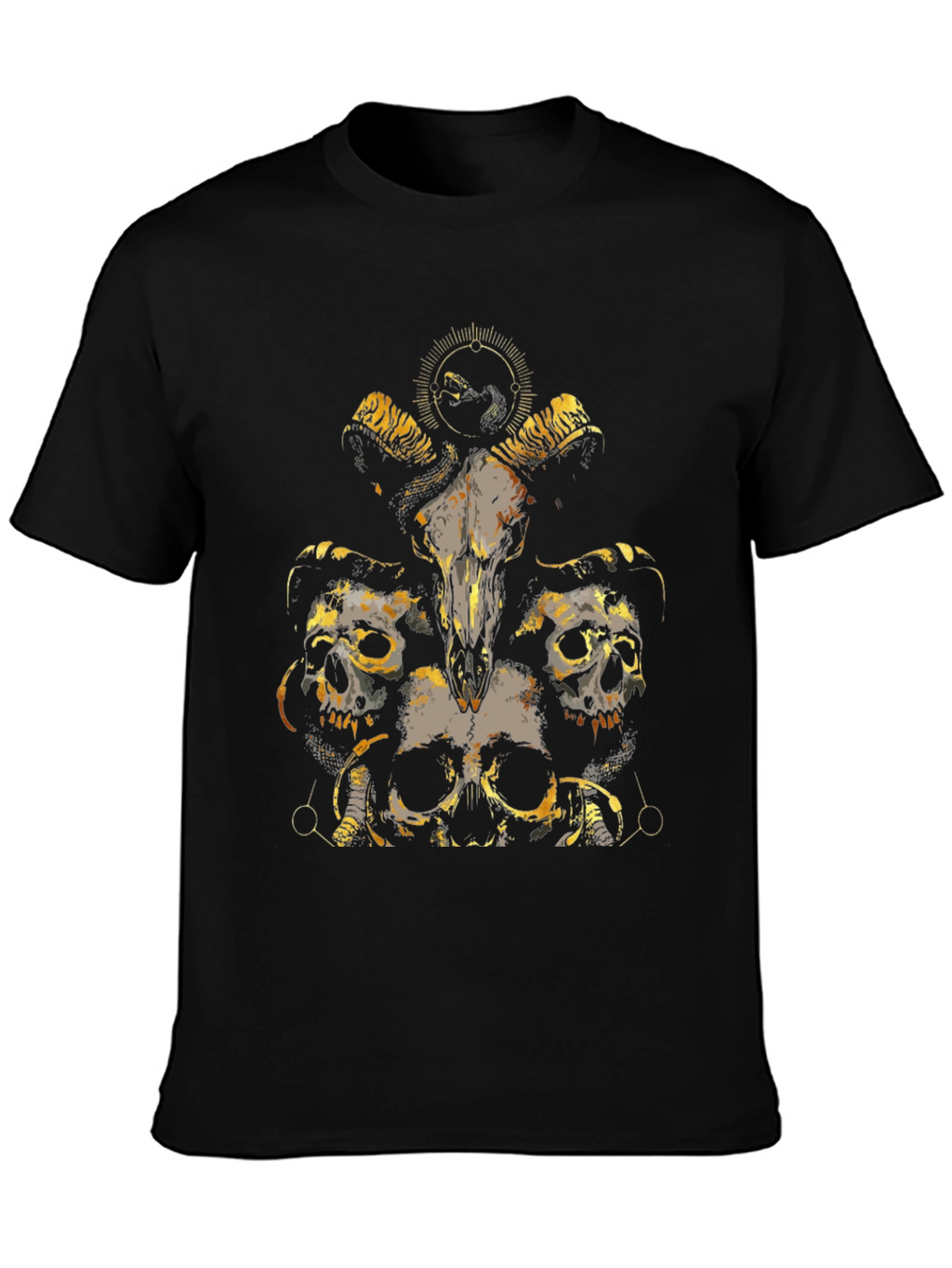 Skull & Ram Graphic Tee - Black