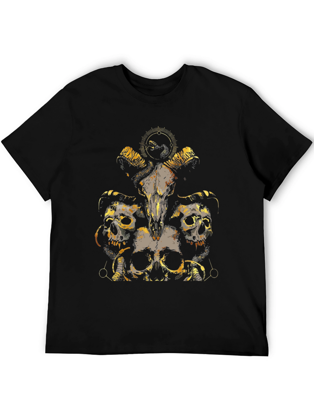 Skull & Ram Graphic Tee - Black