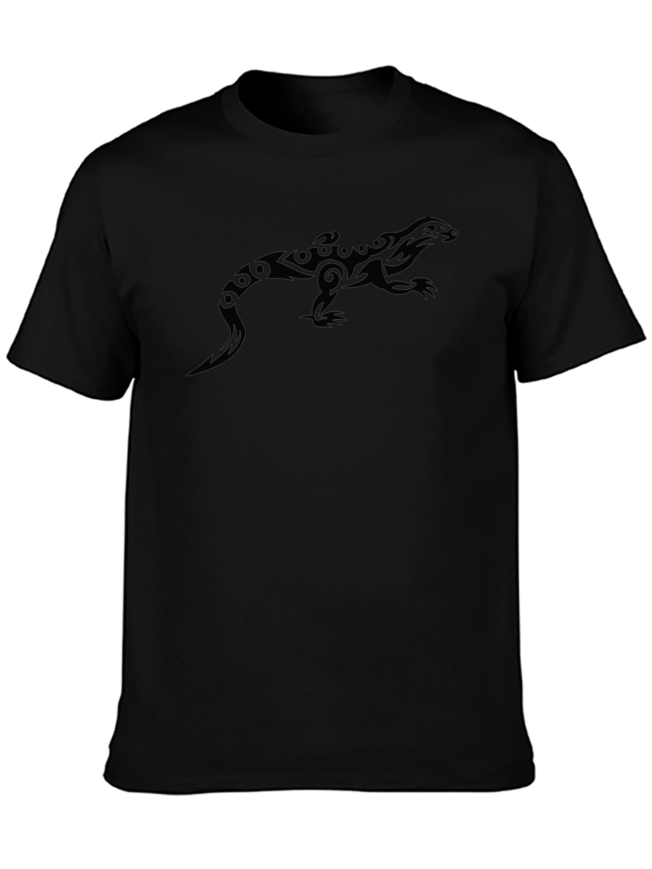 Cool Tribal Lizard Graphic Black T-Shirt