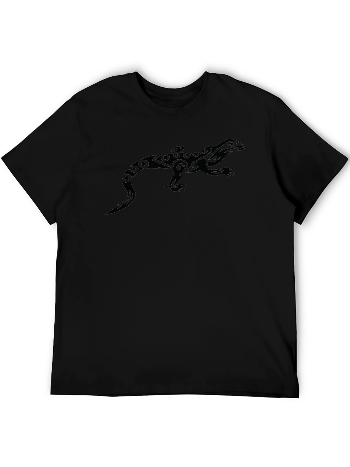 Cool Tribal Lizard Graphic Black T-Shirt