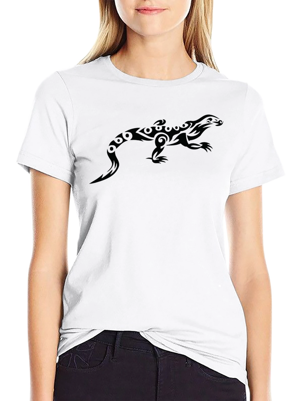 Cool Tribal Lizard Graphic Black T-Shirt