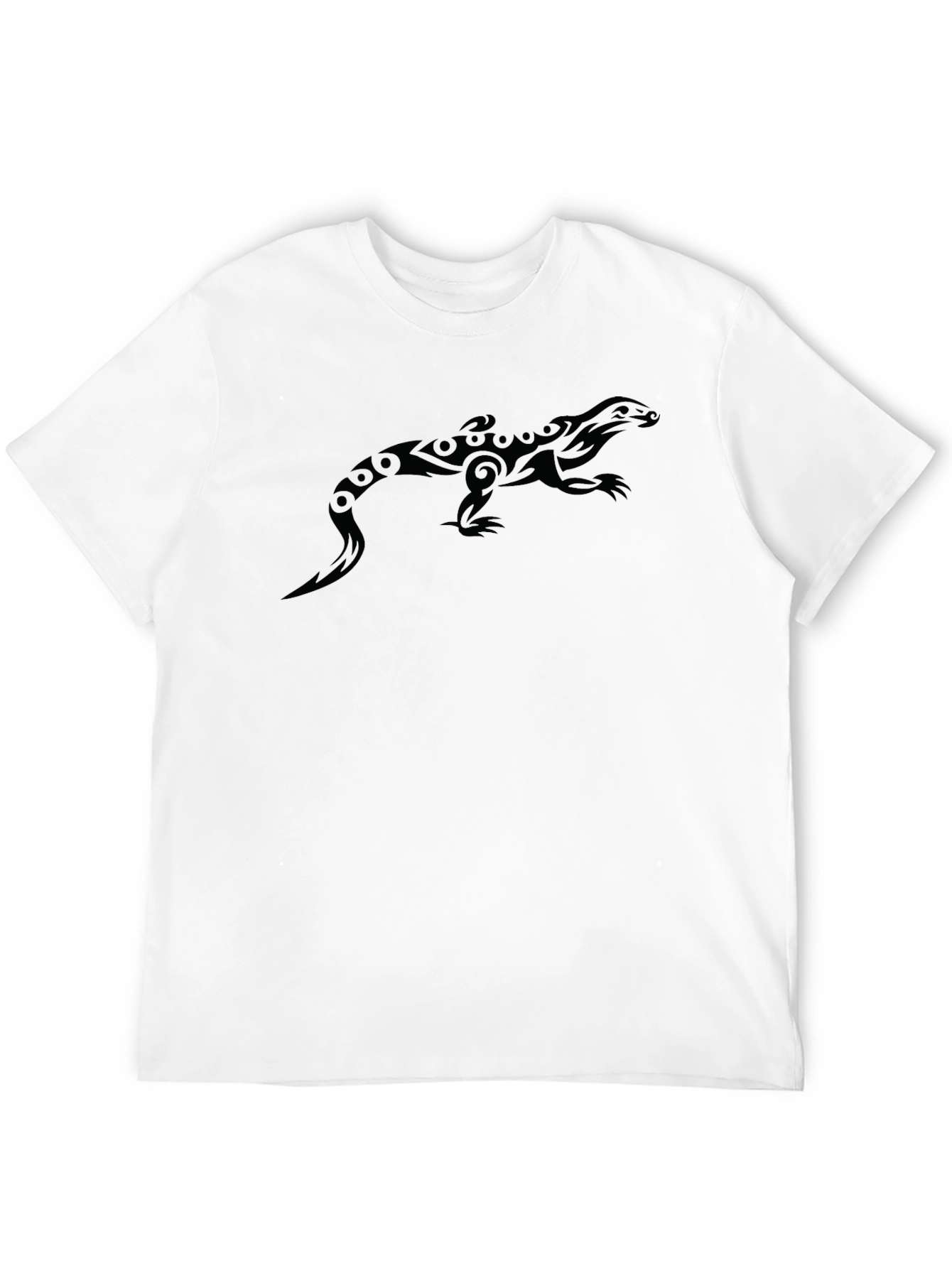 Cool Tribal Lizard Graphic Black T-Shirt
