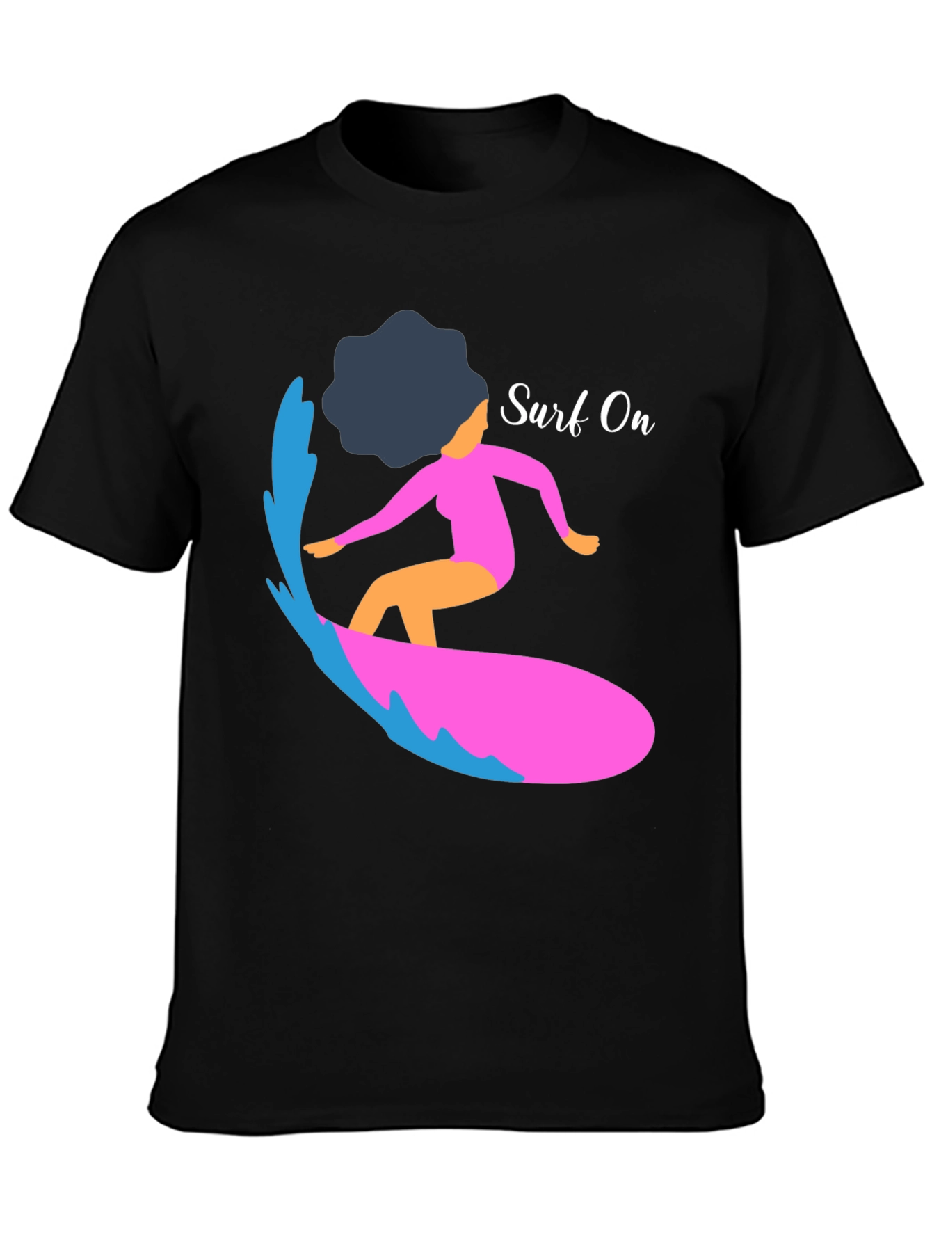 Surf On Graphic Tee - Mens Casual Black T-Shirt